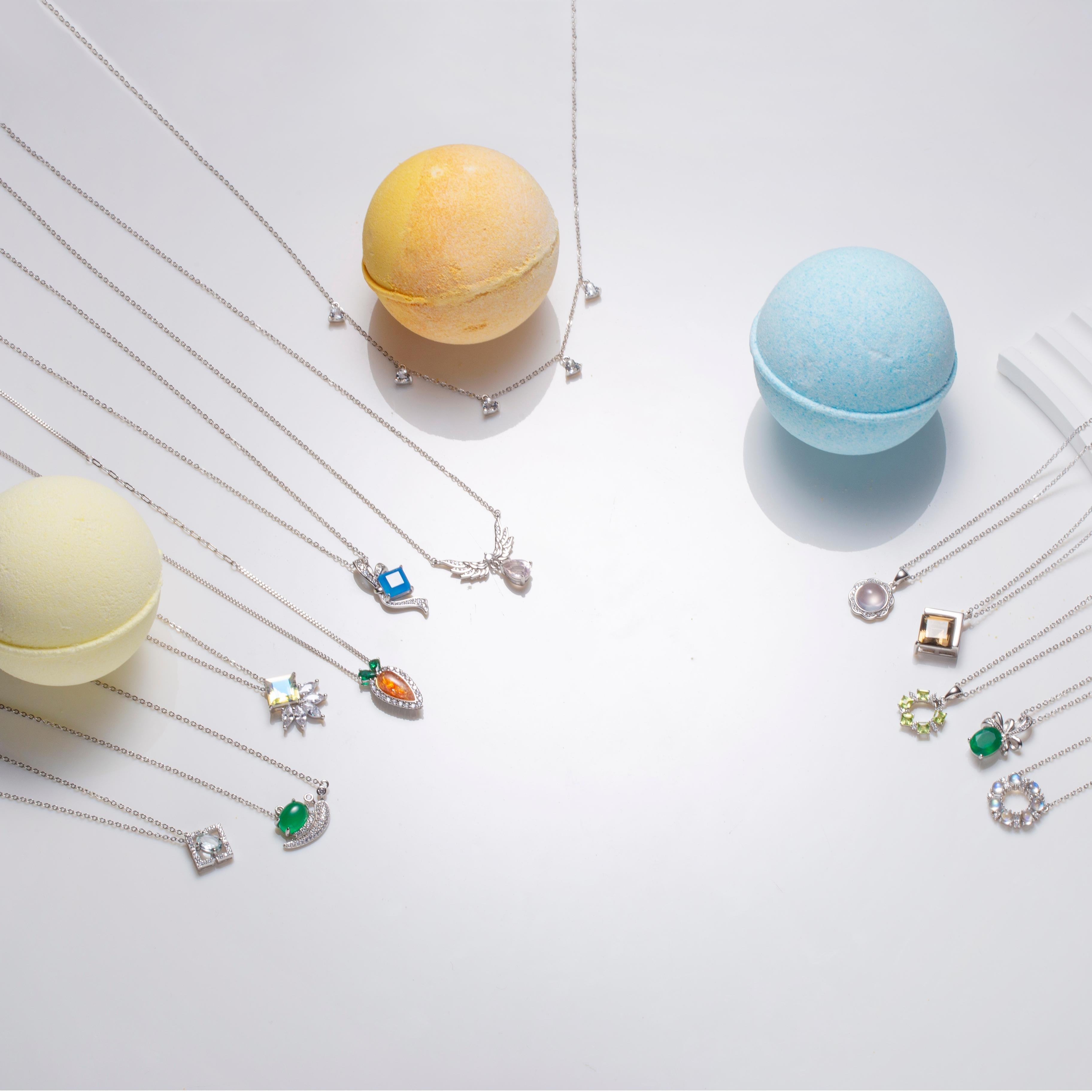 Bath Bombs with Birthstone Neckalces