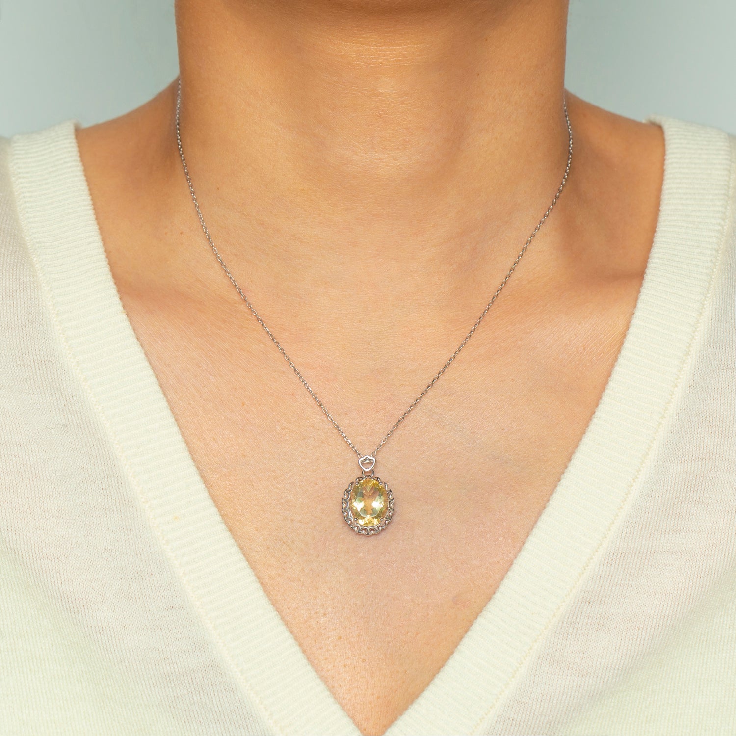 November Birthstone Citrine  Sterling Silver Pendant Necklace