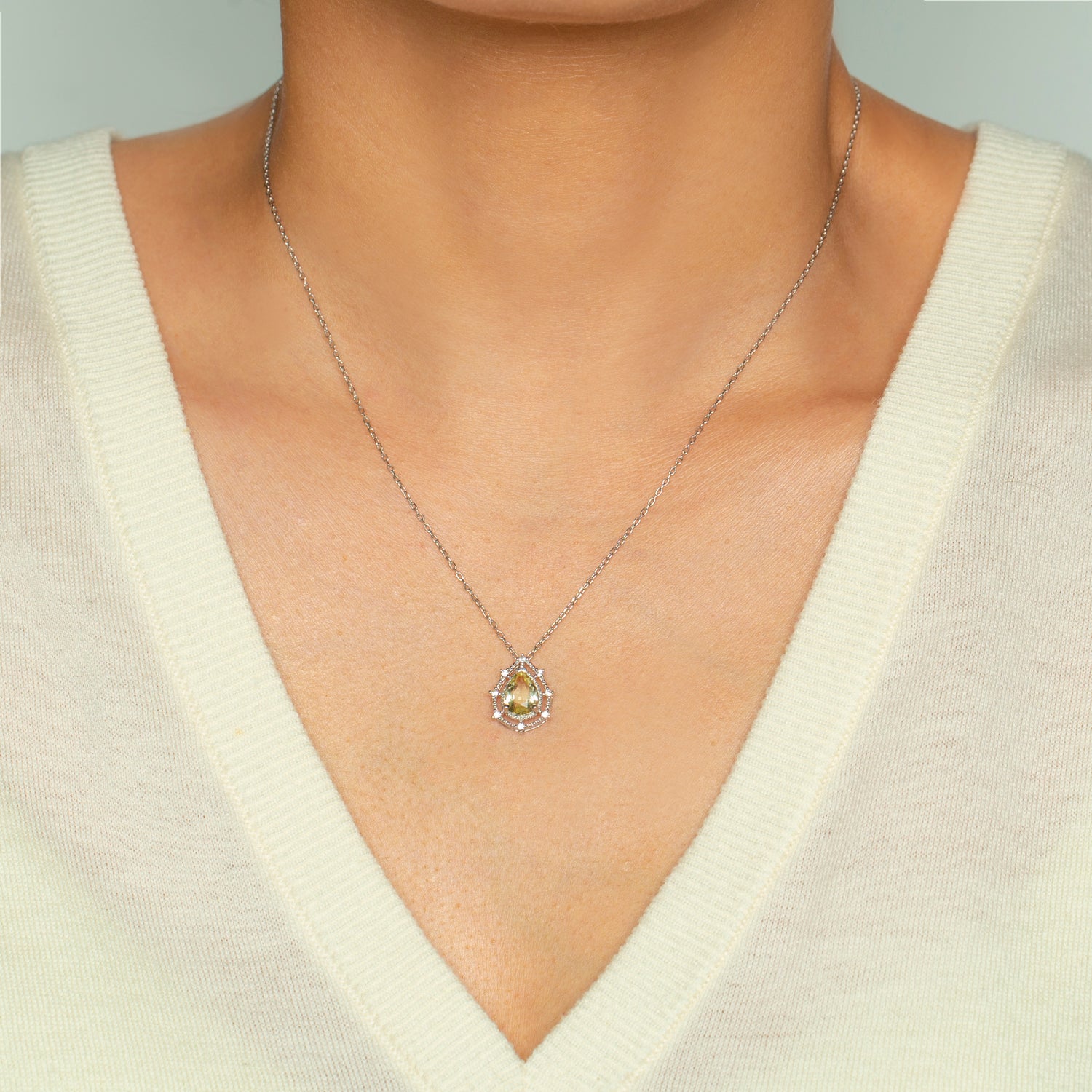 November Birthstone Citrine Necklace in Sterling Silver