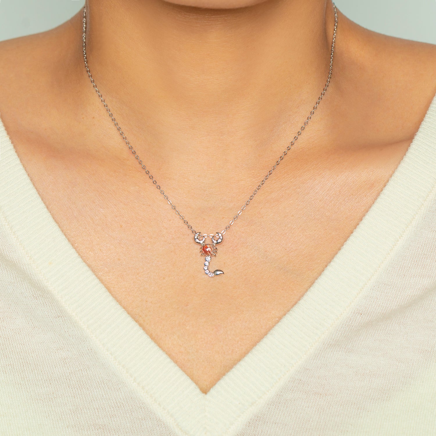 Copper Rutilated Quartz Scorpion Sterling Silver Necklace