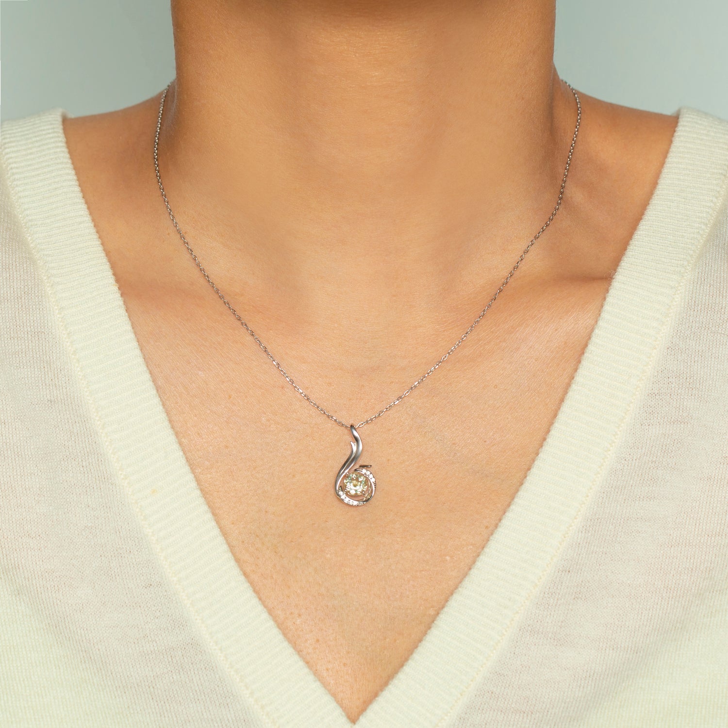 Sterling Silver Lemon Quartz Pendant Necklace