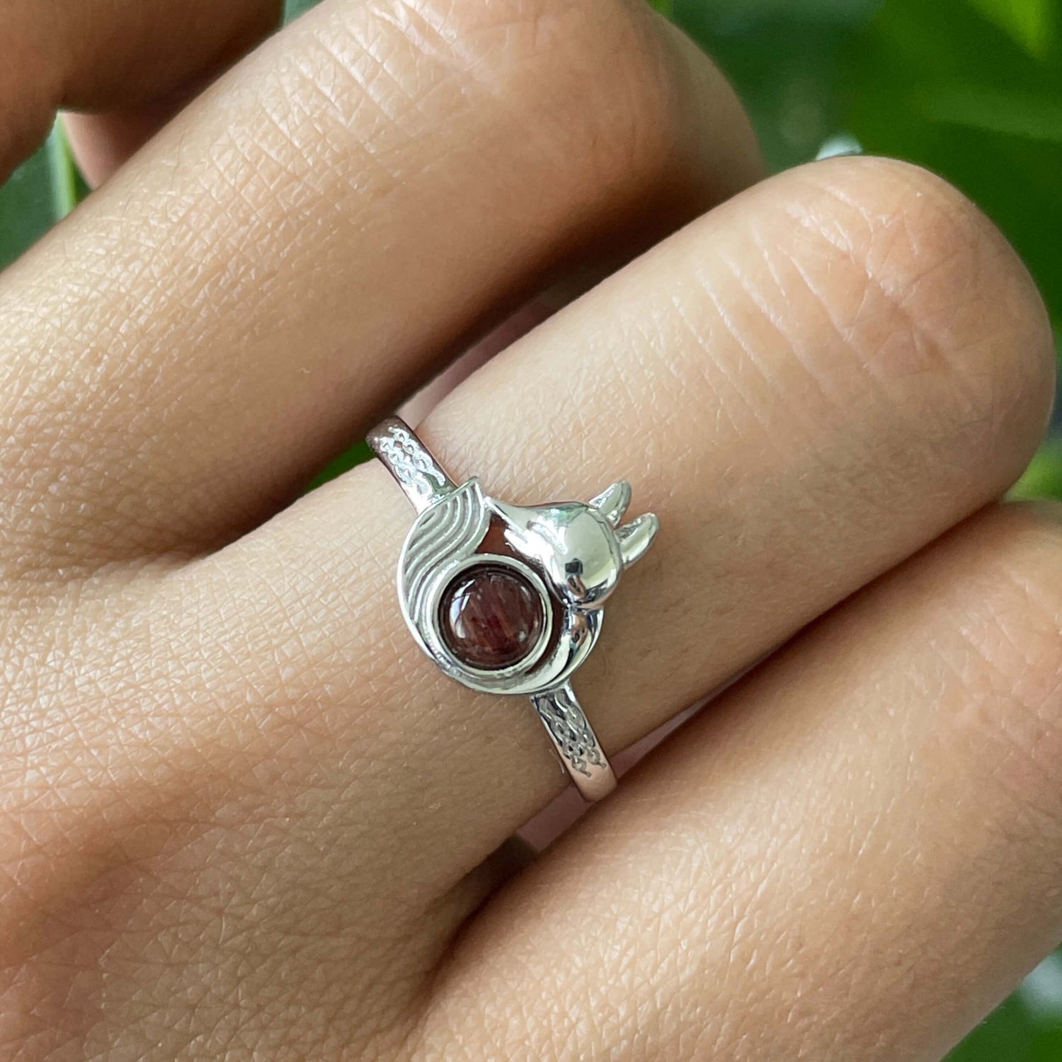 Natural Copper Rutilated Quartz Fox Ring