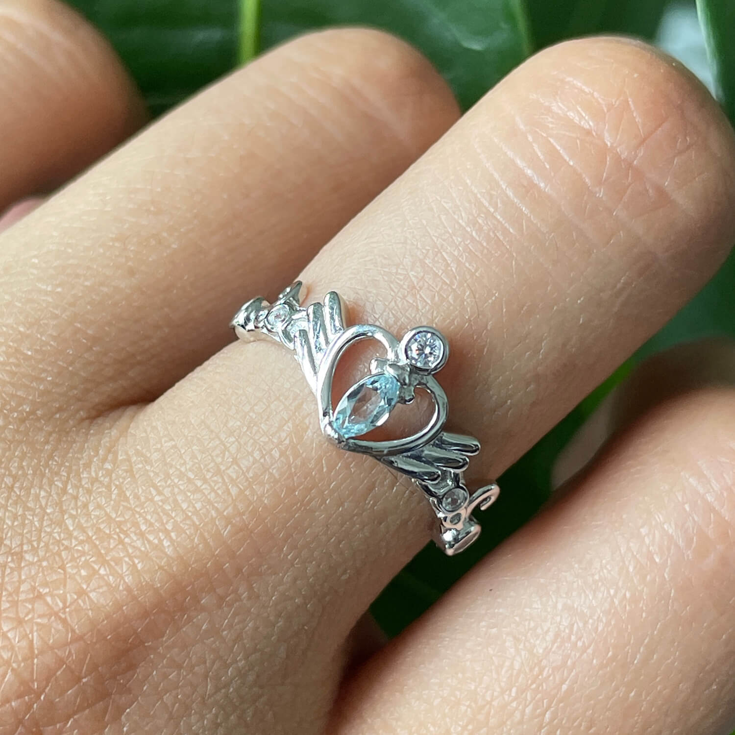 Natural Marquise Cut Aquamarine Heart Ring