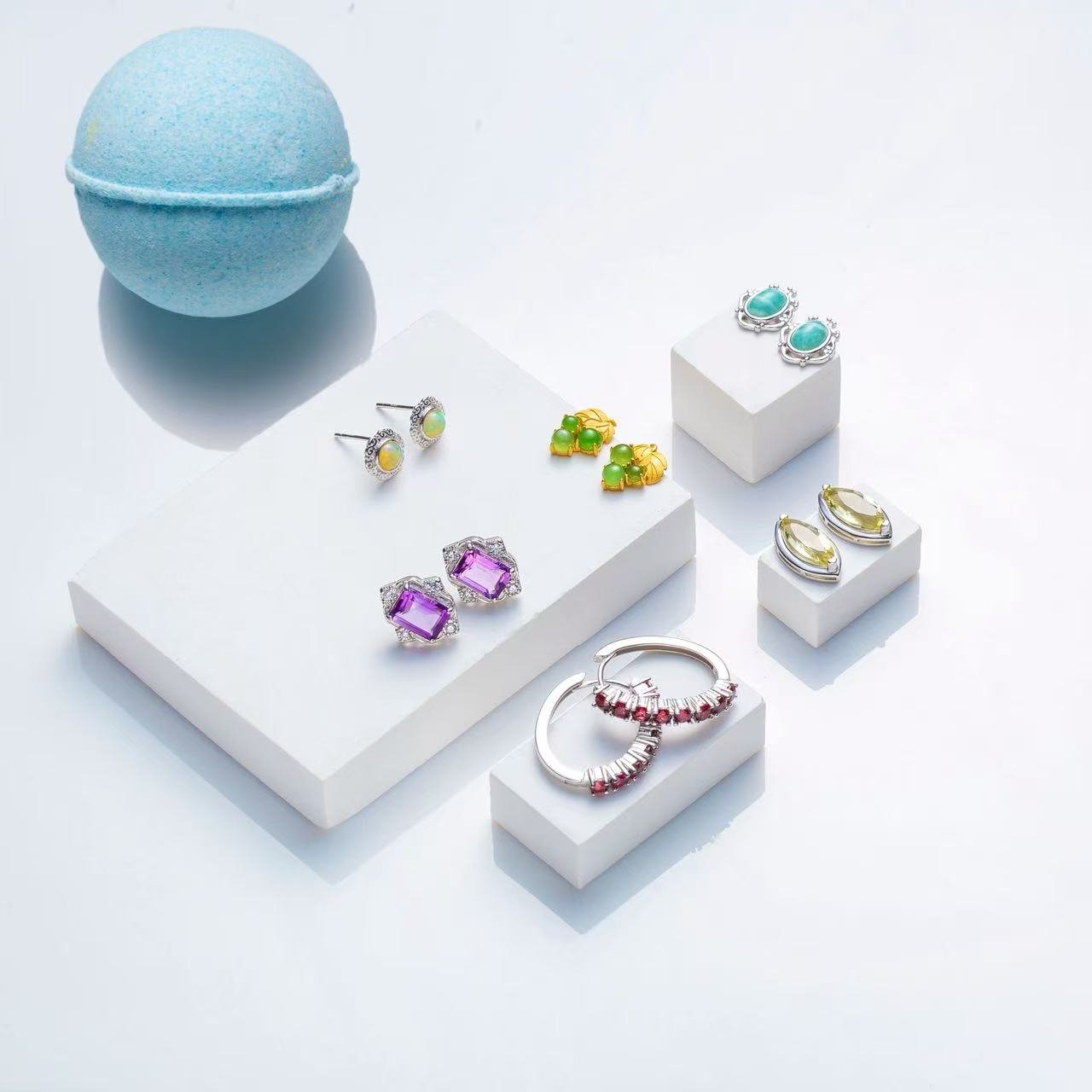Bath Bombs with Natural Gemstone Earrings
