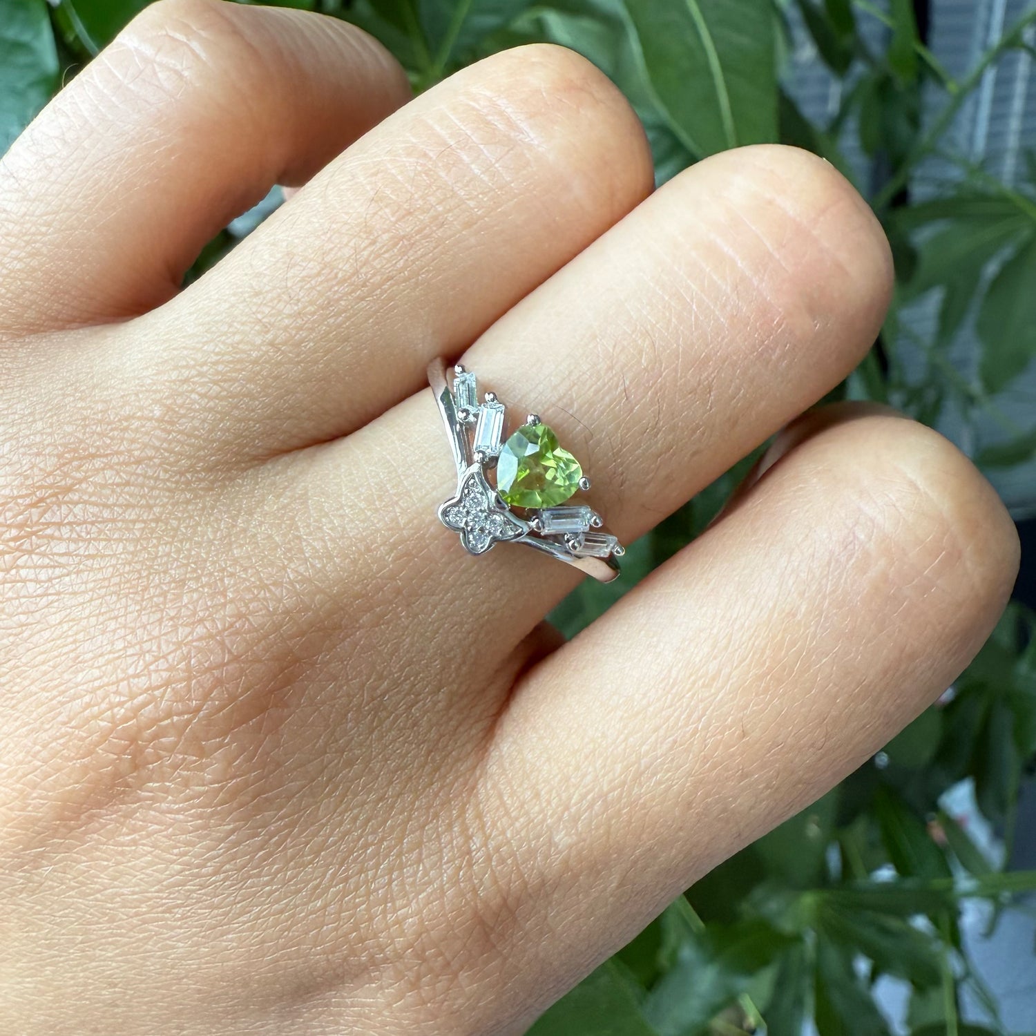 Natural Heart Shape Peridot Ring
