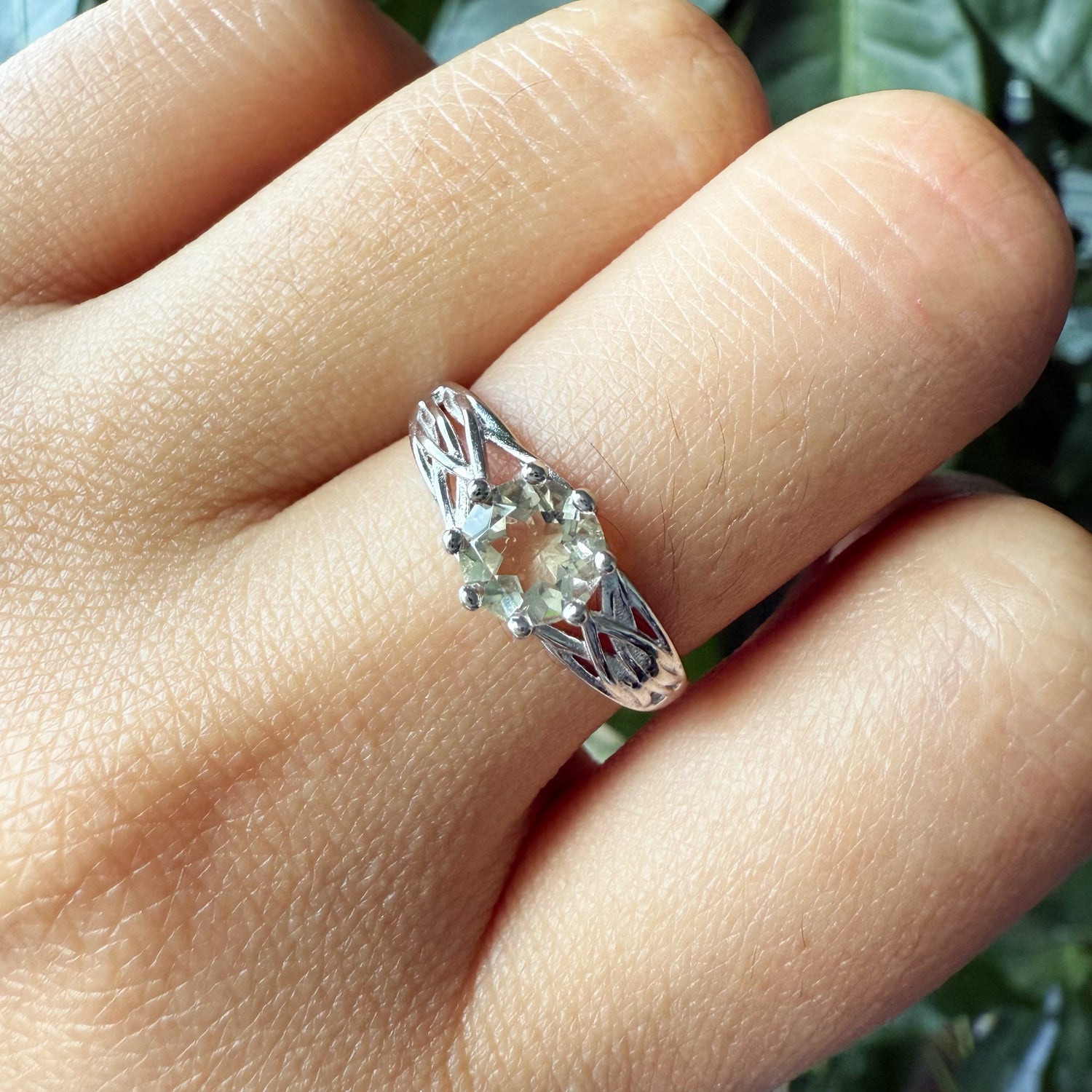 Natural Round Lemon Quartz Sterling Silver Ring
