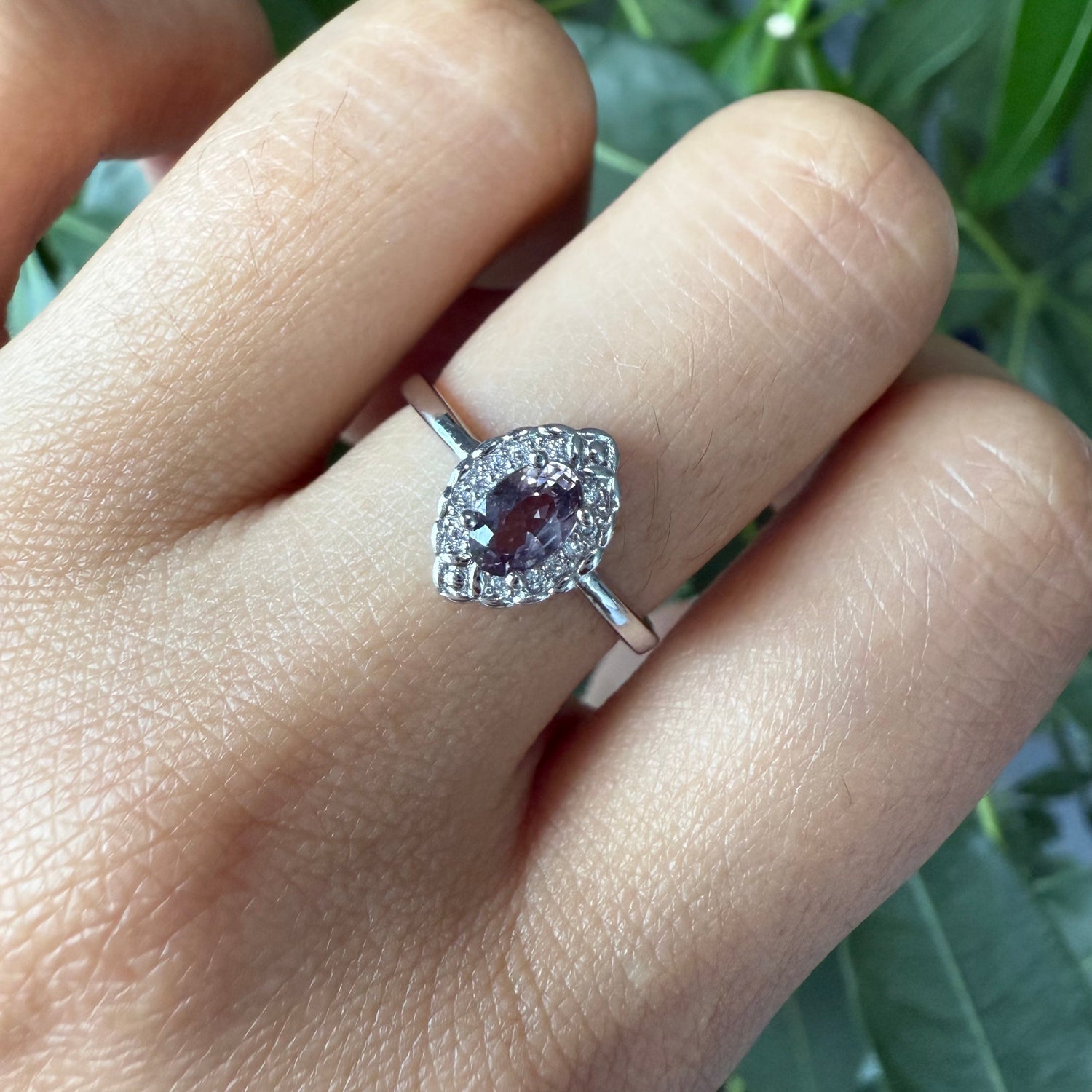Natural Oval Shaped Spinel Halo Ring