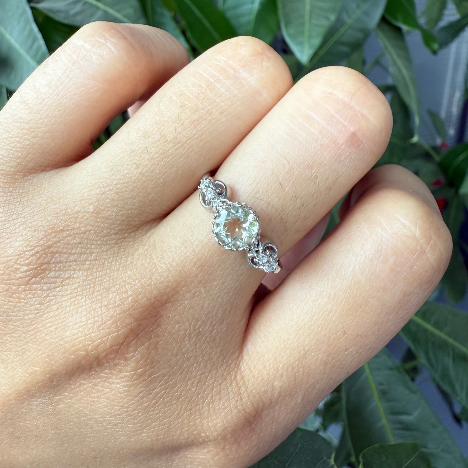 Natural Round Lemon Quartz Sterling Silver Ring