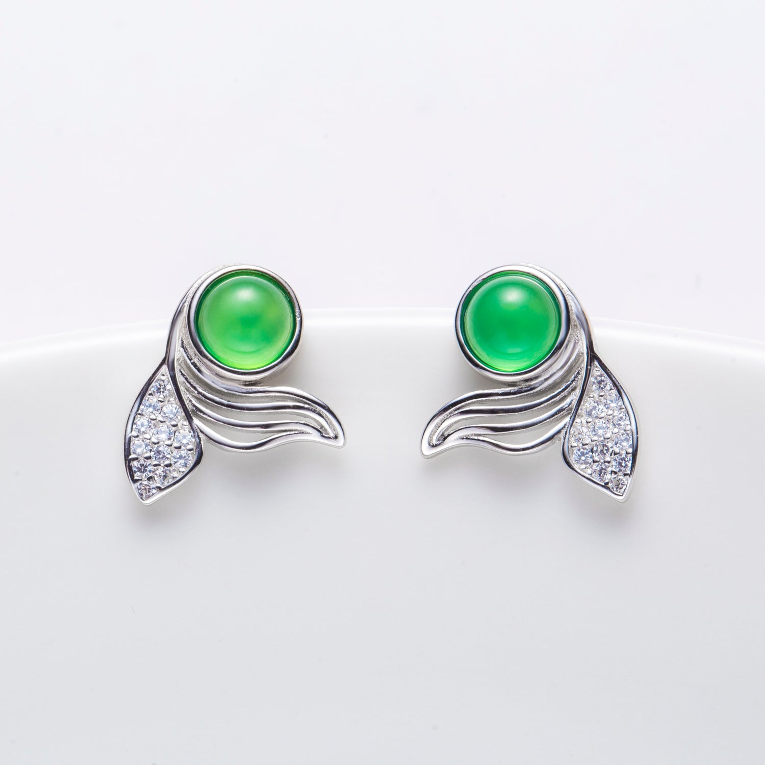 Natural Chalcedony Sterling Silver Stud Earrings