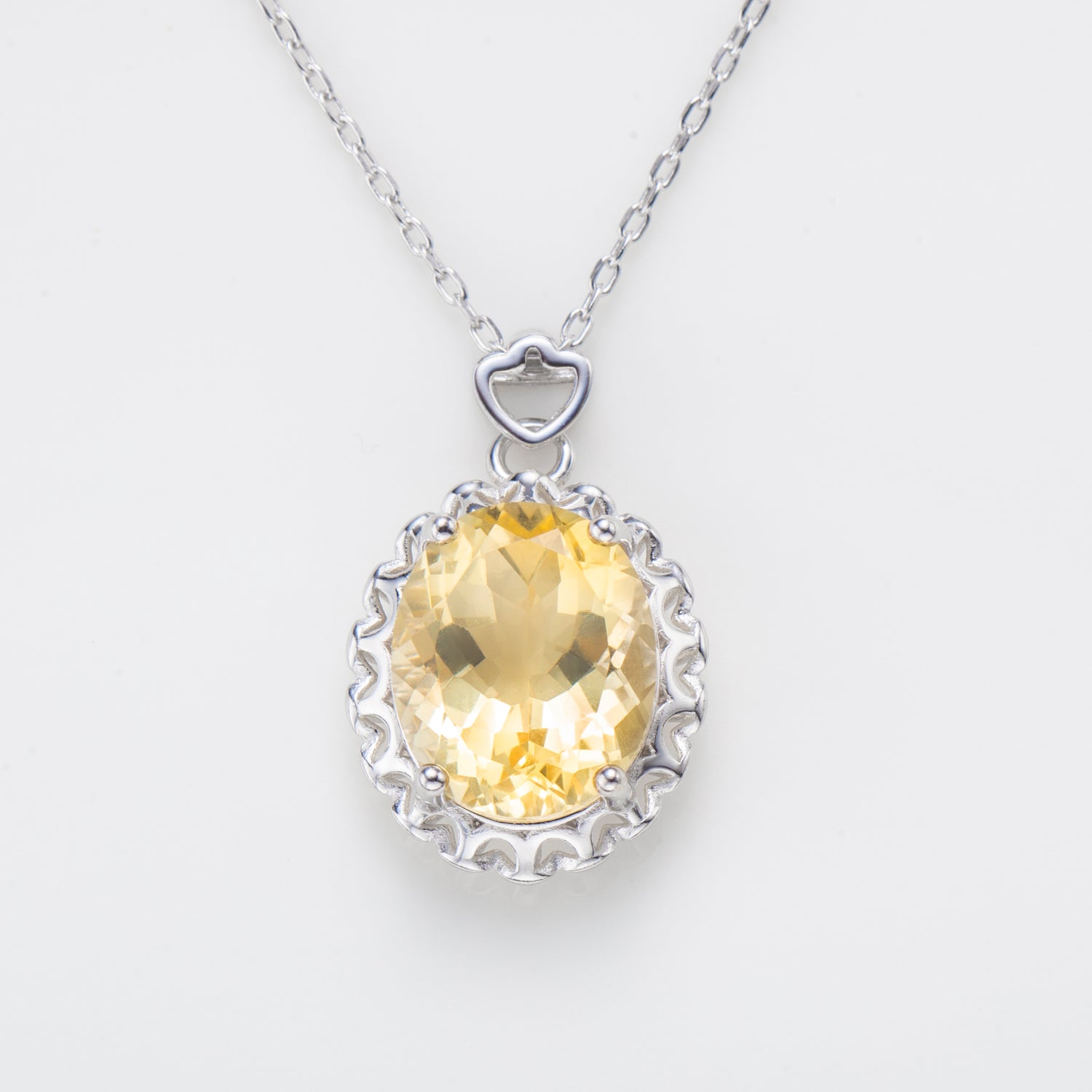 November Birthstone Citrine  Sterling Silver Pendant Necklace