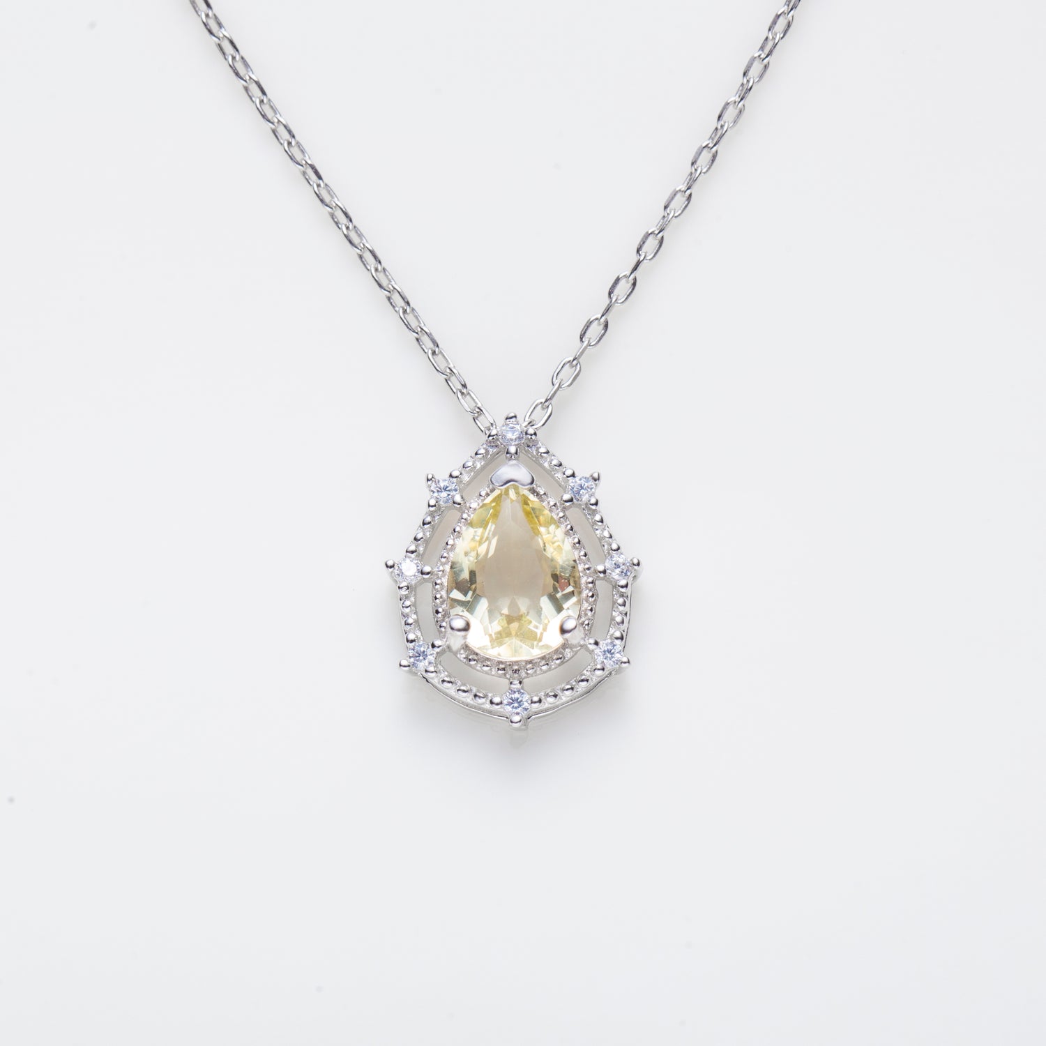 November Birthstone Citrine Necklace in Sterling Silver