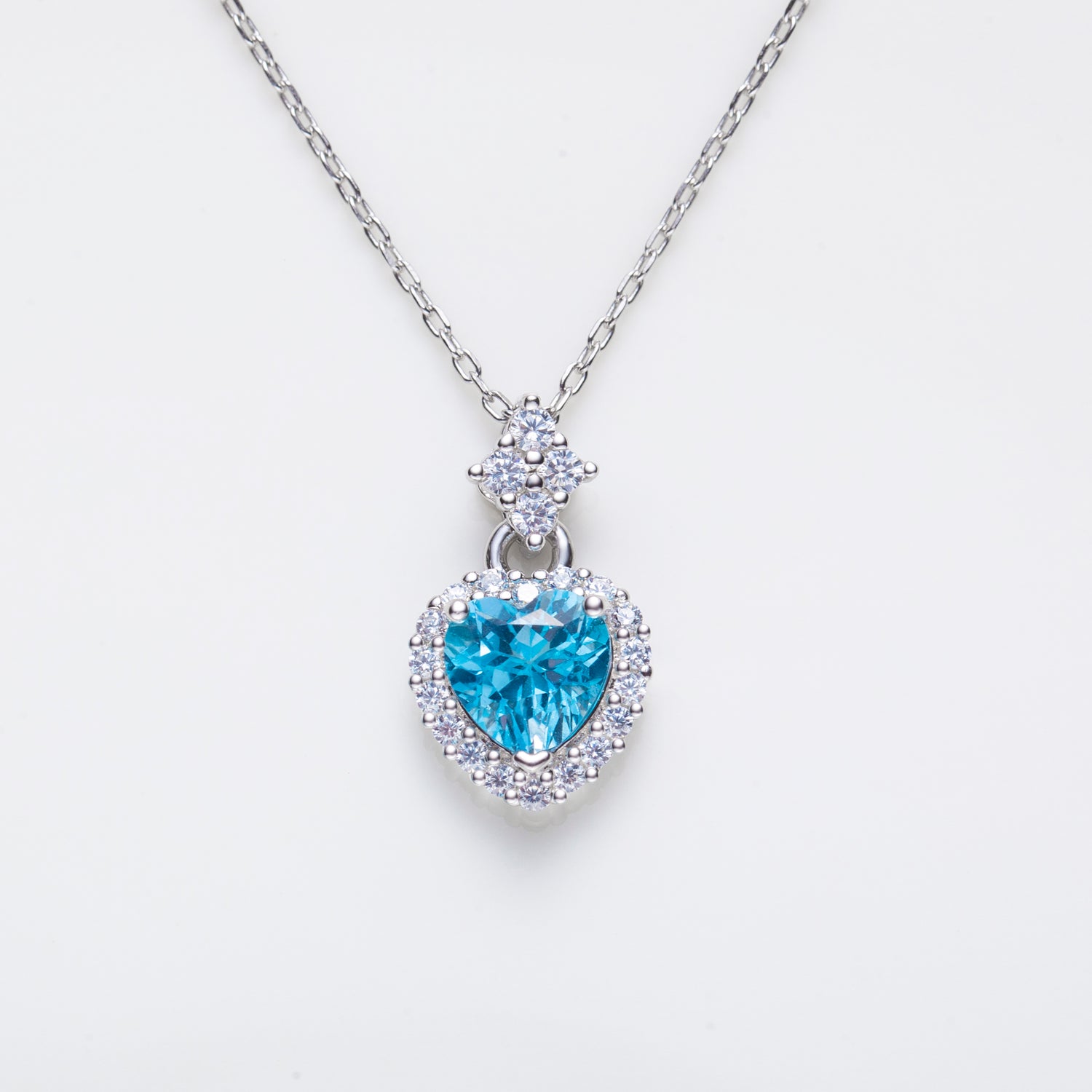 Heart Shape Sky Blue Topaz 925 Silver Necklace