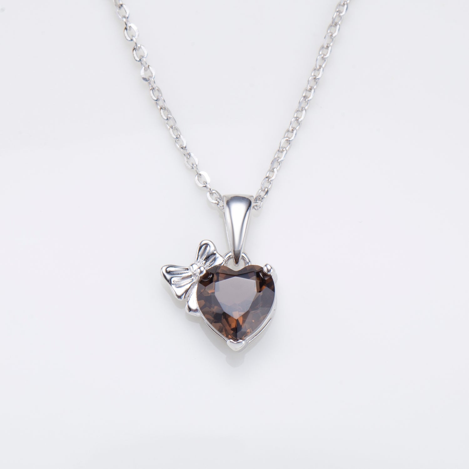 Natural Smoky Quartz Heart Cut Necklace