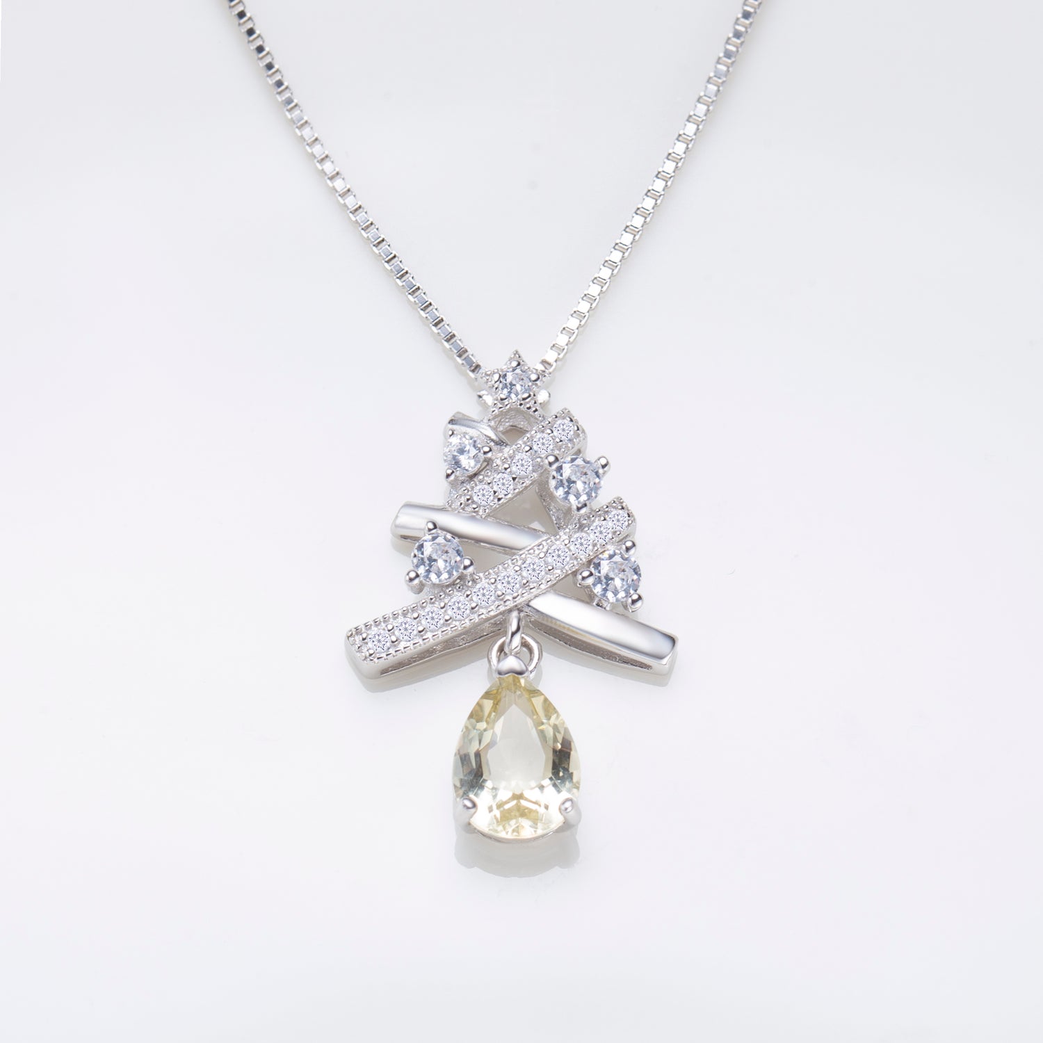 Natural Lemon Quartz Pear Cut Necklace