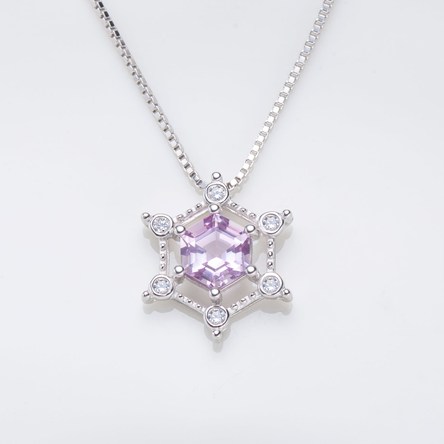Natural Amethyst Hexagon Cut Necklace