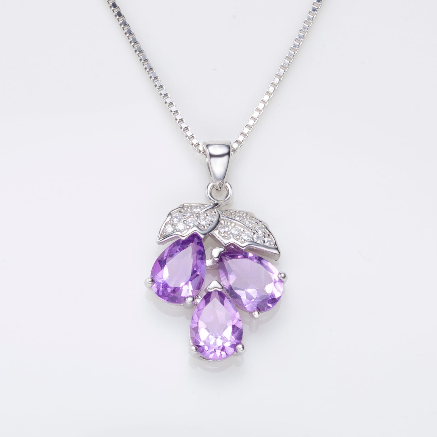Natural Amethyst Pear Cut Necklace