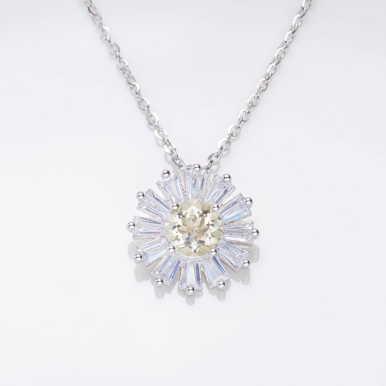 Natural Lemon Quartz Round Cut Necklace