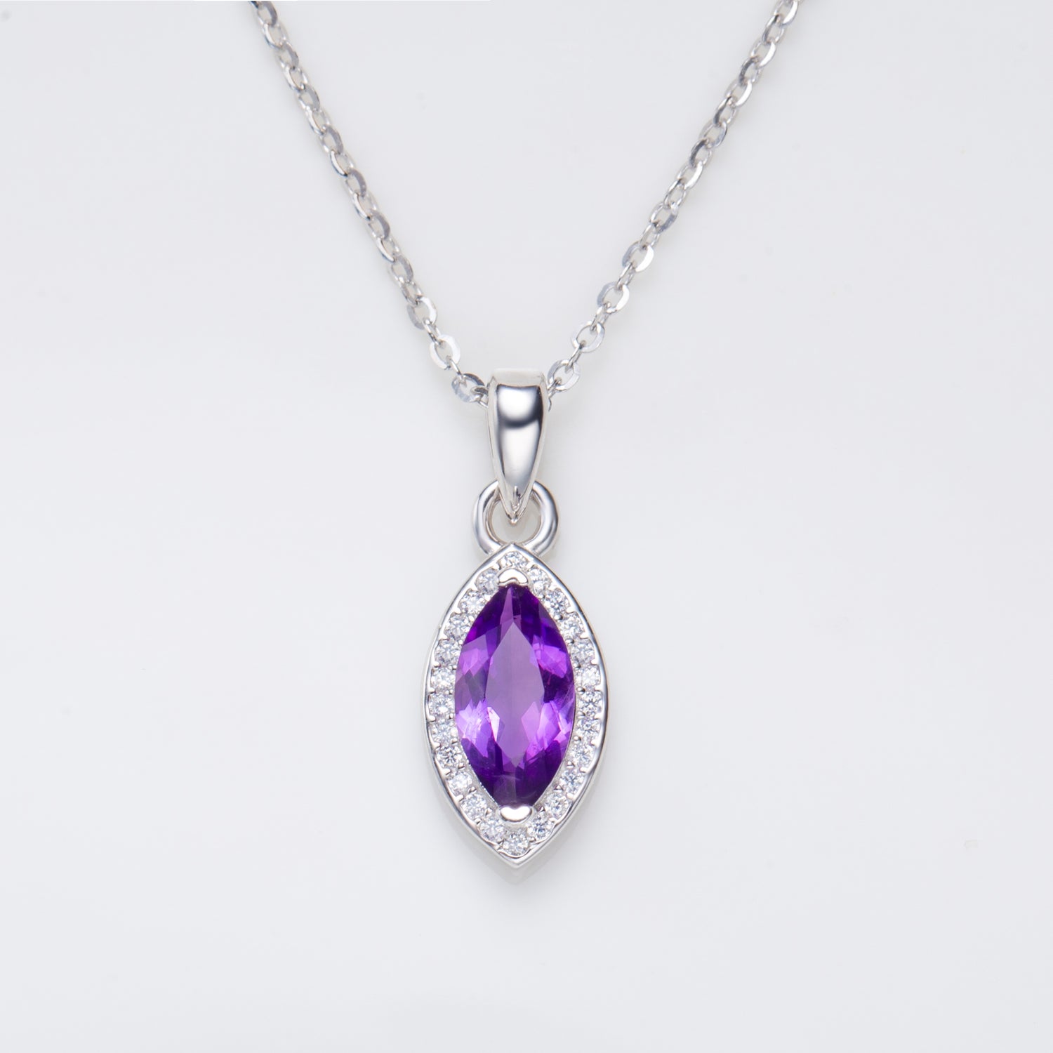 Natural Amethyst Marquise Cut Necklace