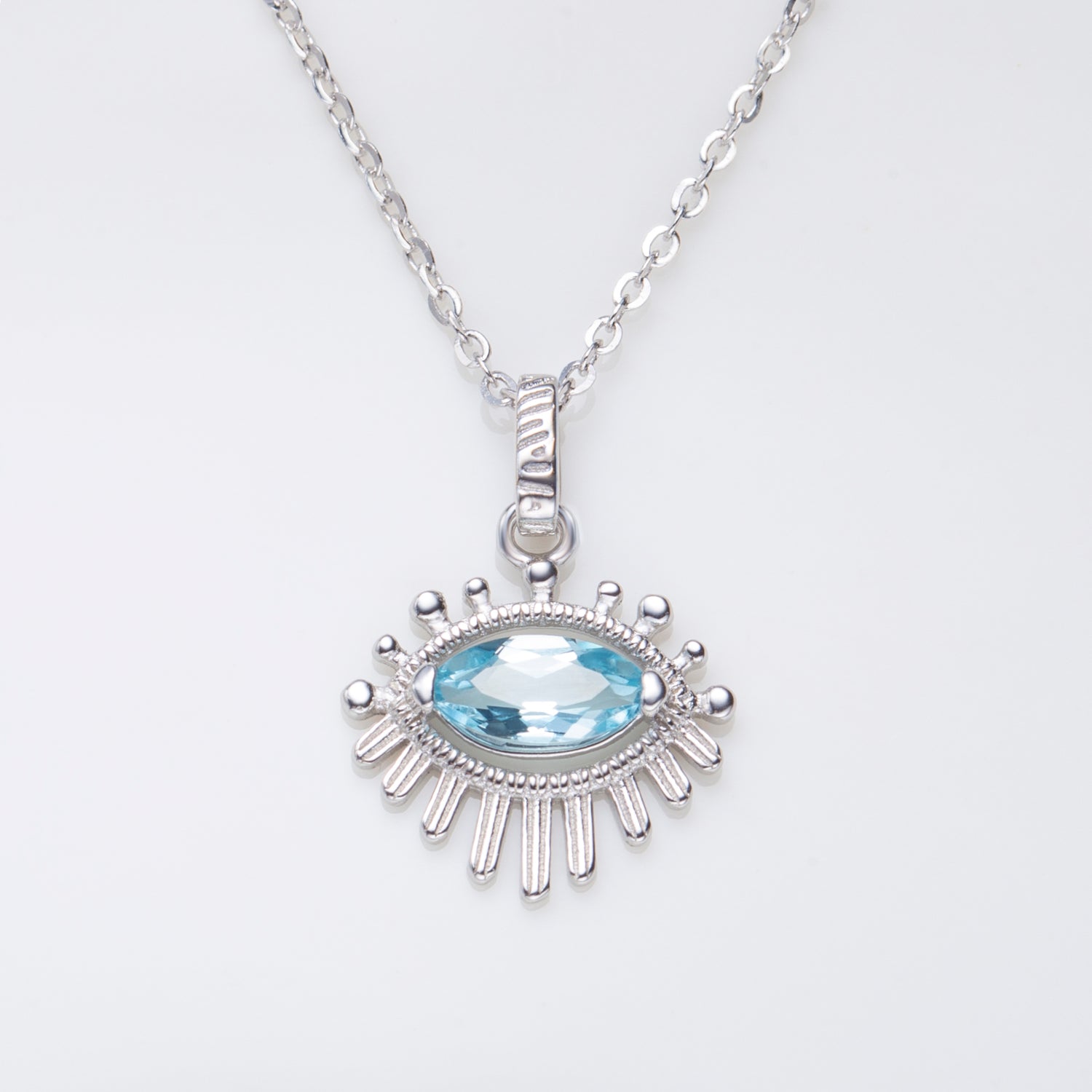 Natural Sky Blue Topaz Marquise Cut Necklace