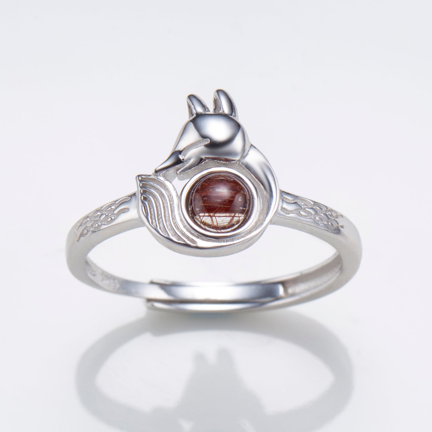 Natural Copper Rutilated Quartz Fox Ring