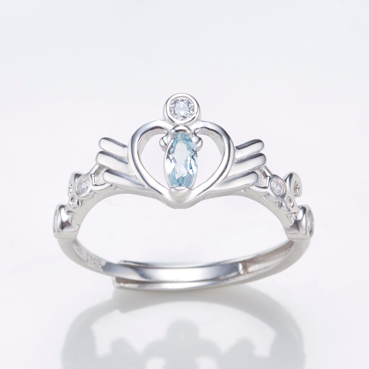 Natural Marquise Cut Aquamarine Heart Ring