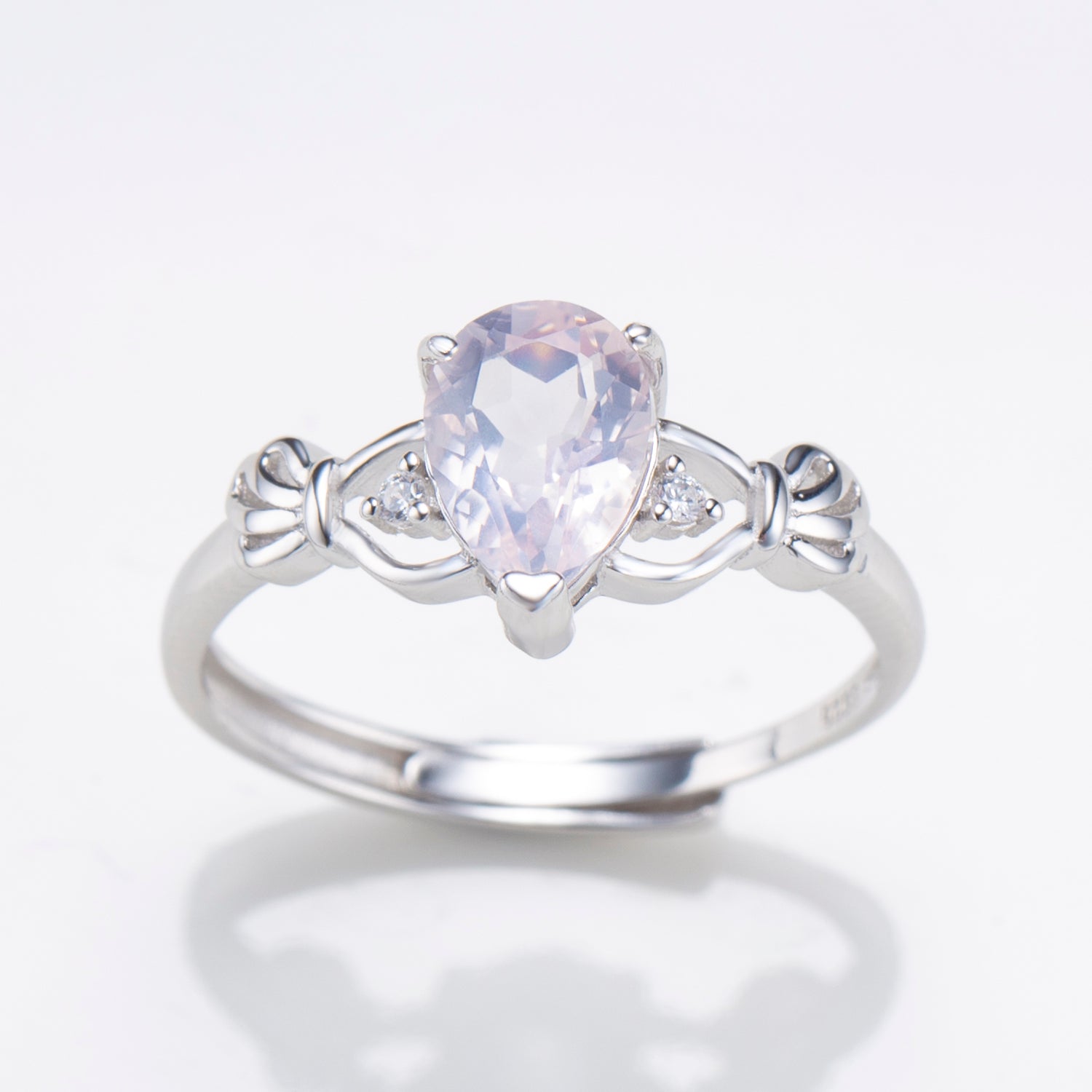 Natural Pear Cut Rose Quartz Ring