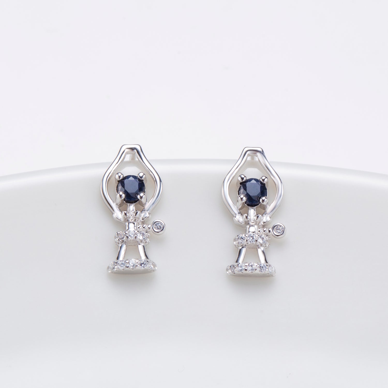 Natural Sapphire Round Cut Stud Earrings