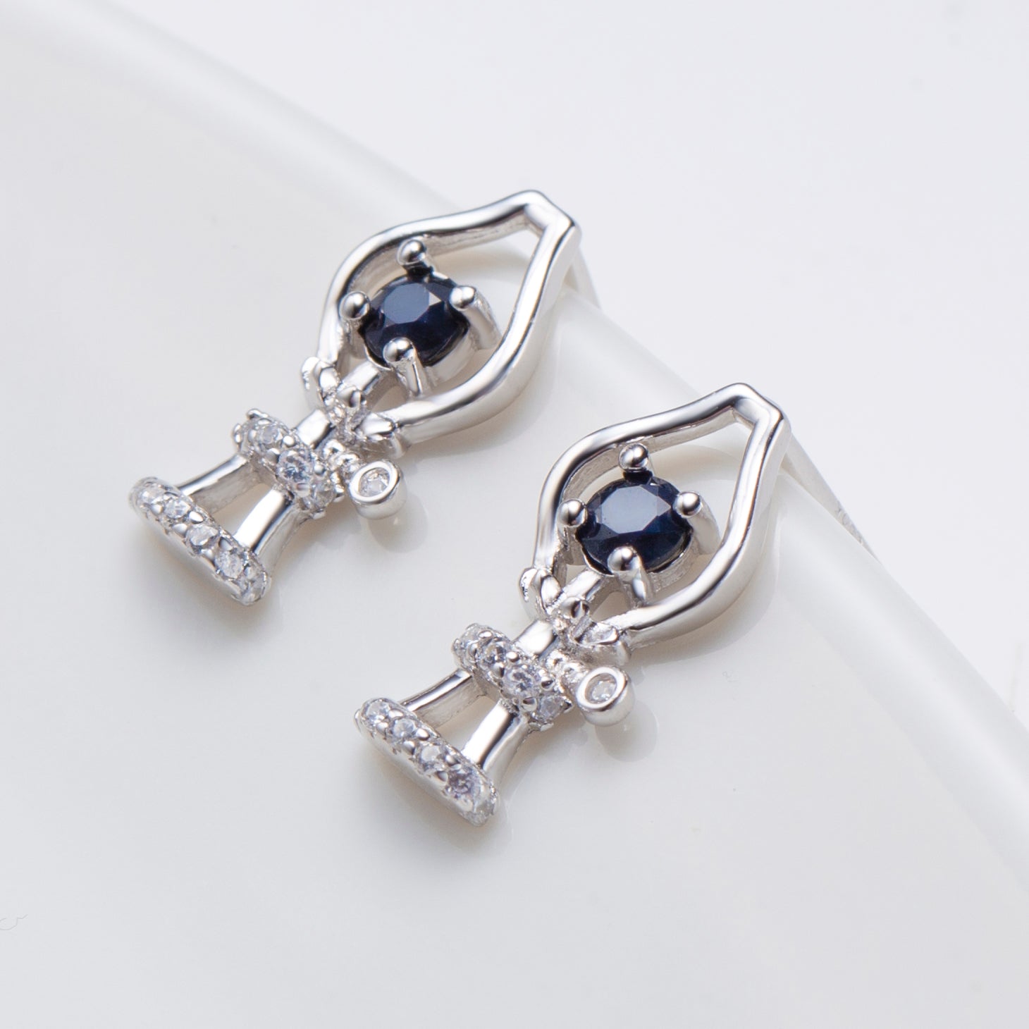 Natural Sapphire Round Cut Stud Earrings