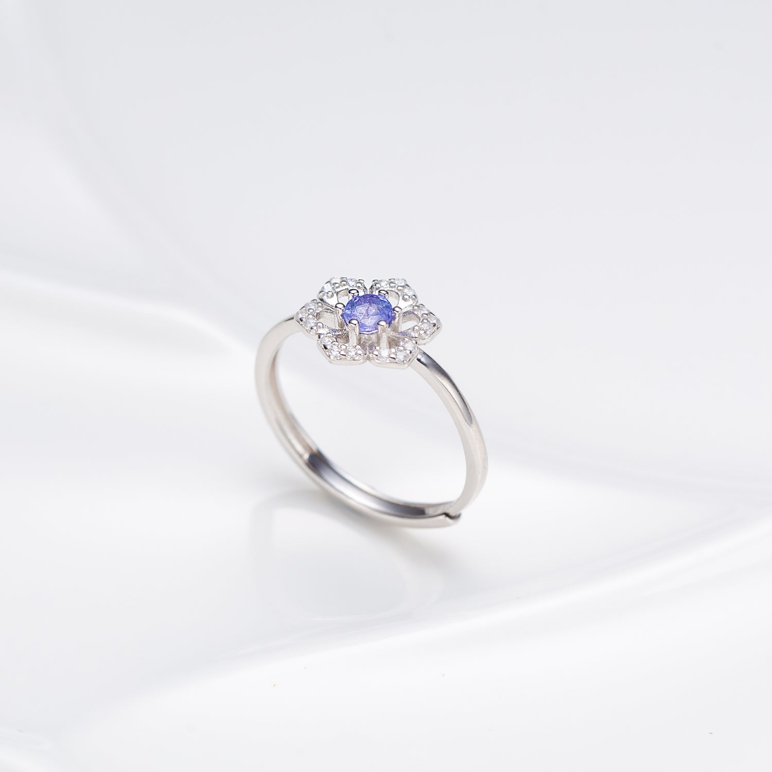 Natural Round Shaped  Purple Tanzanite Ring