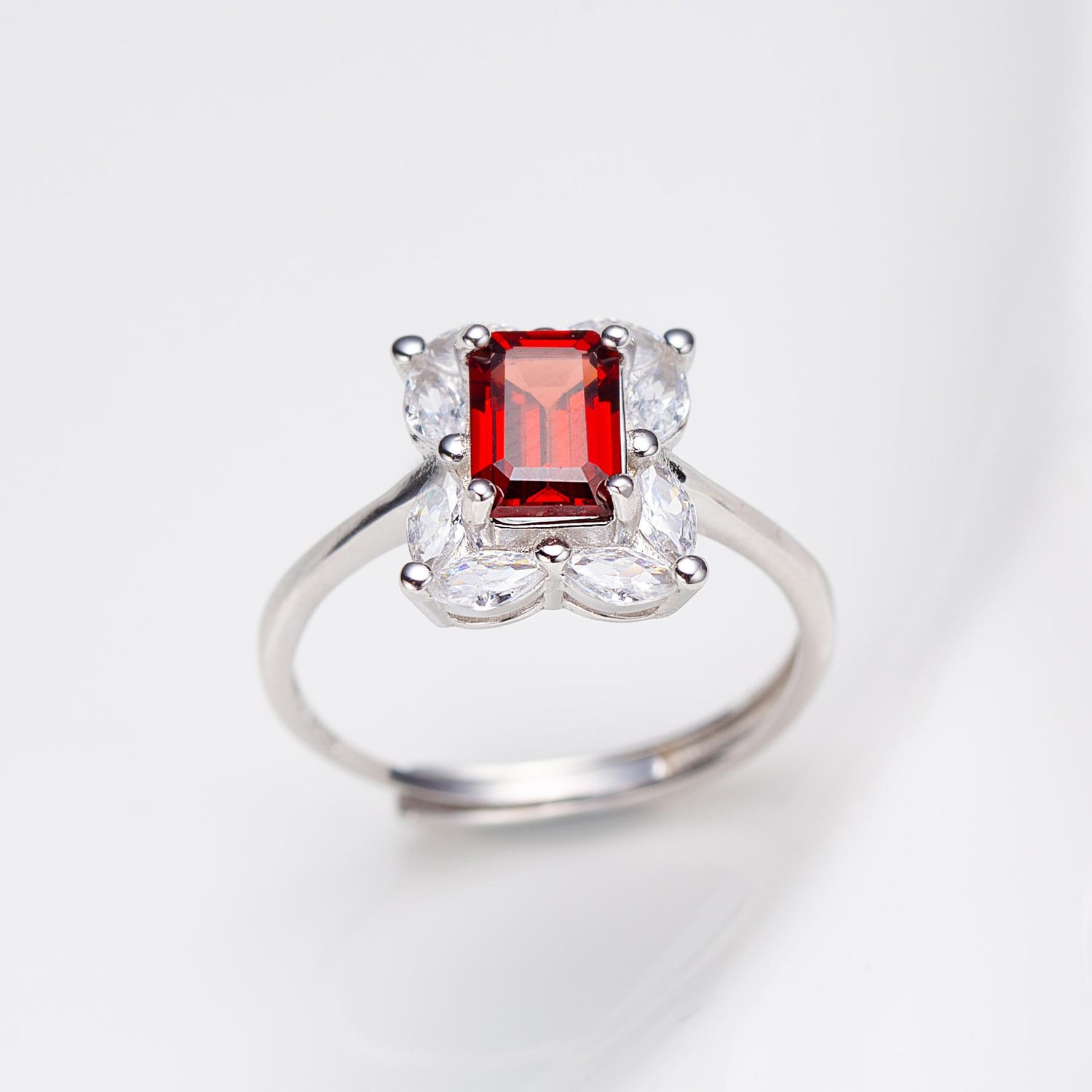 Natural Octagon Shape Garnet Ring