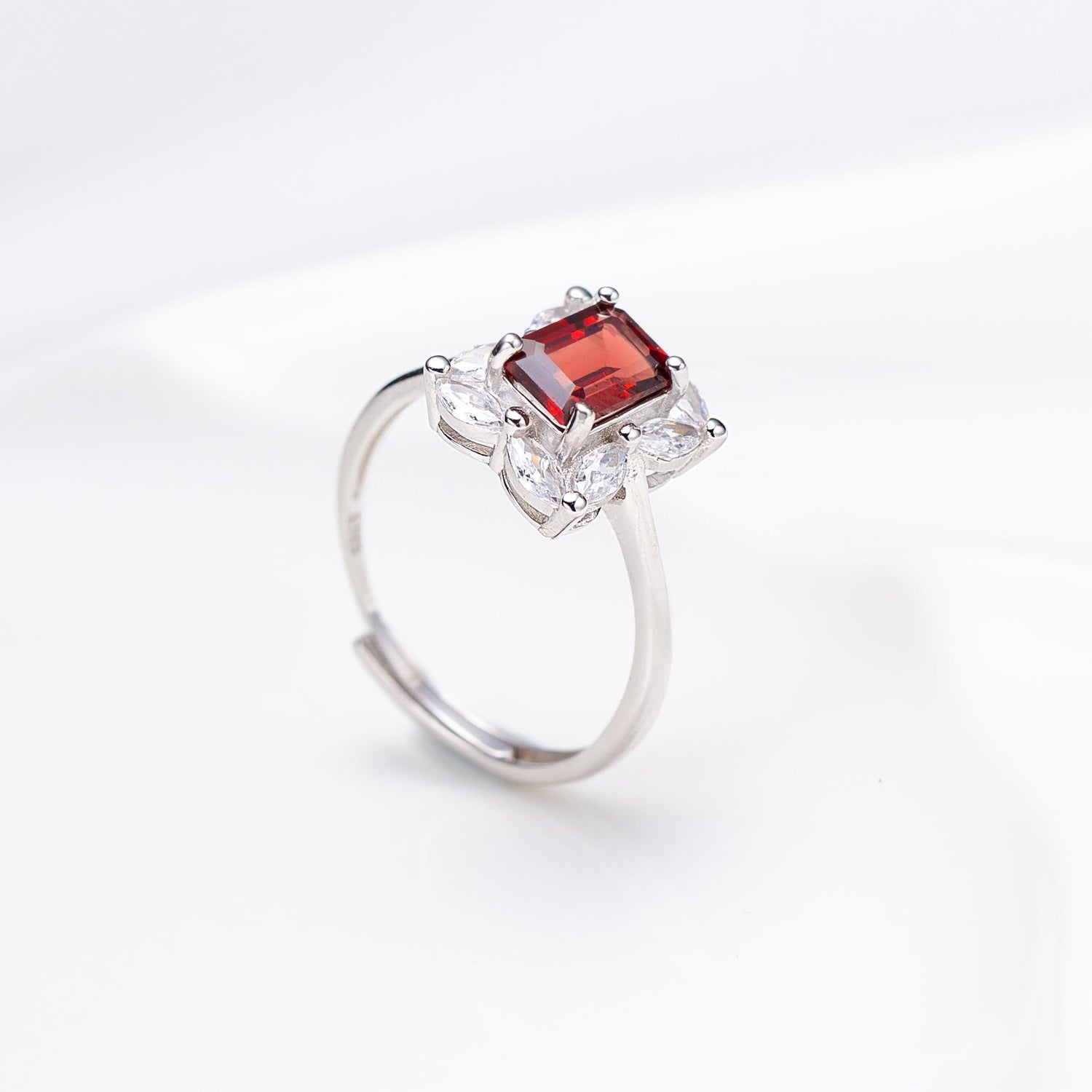 Natural Octagon Shape Garnet Ring