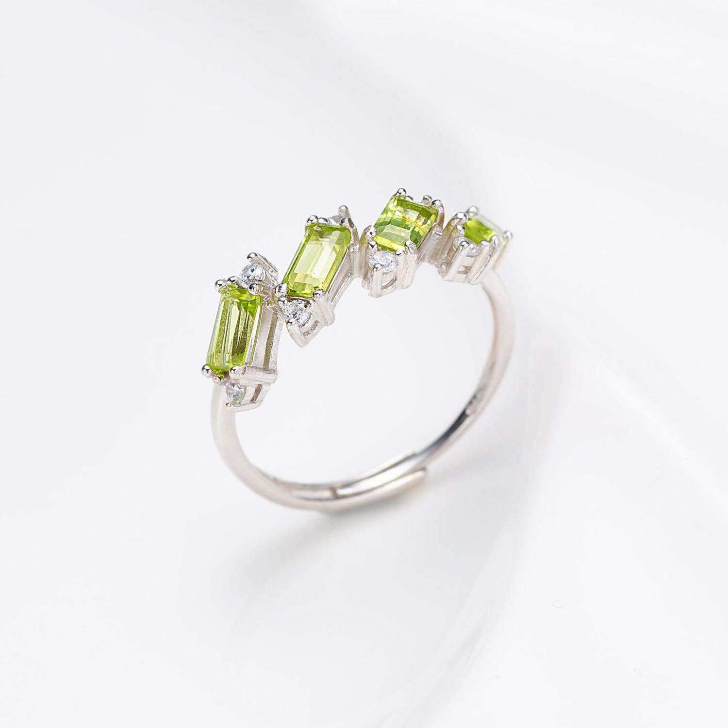 Natural Octagon Shape Peridot Ring