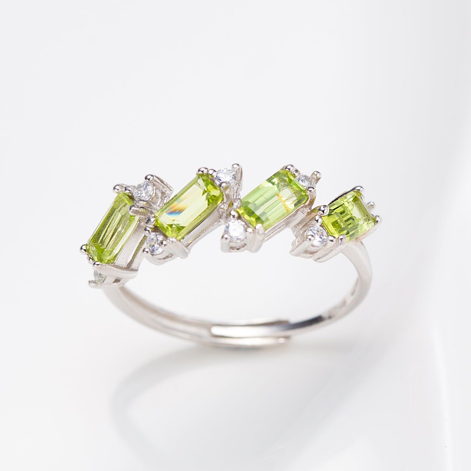 Natural Octagon Shape Peridot Ring