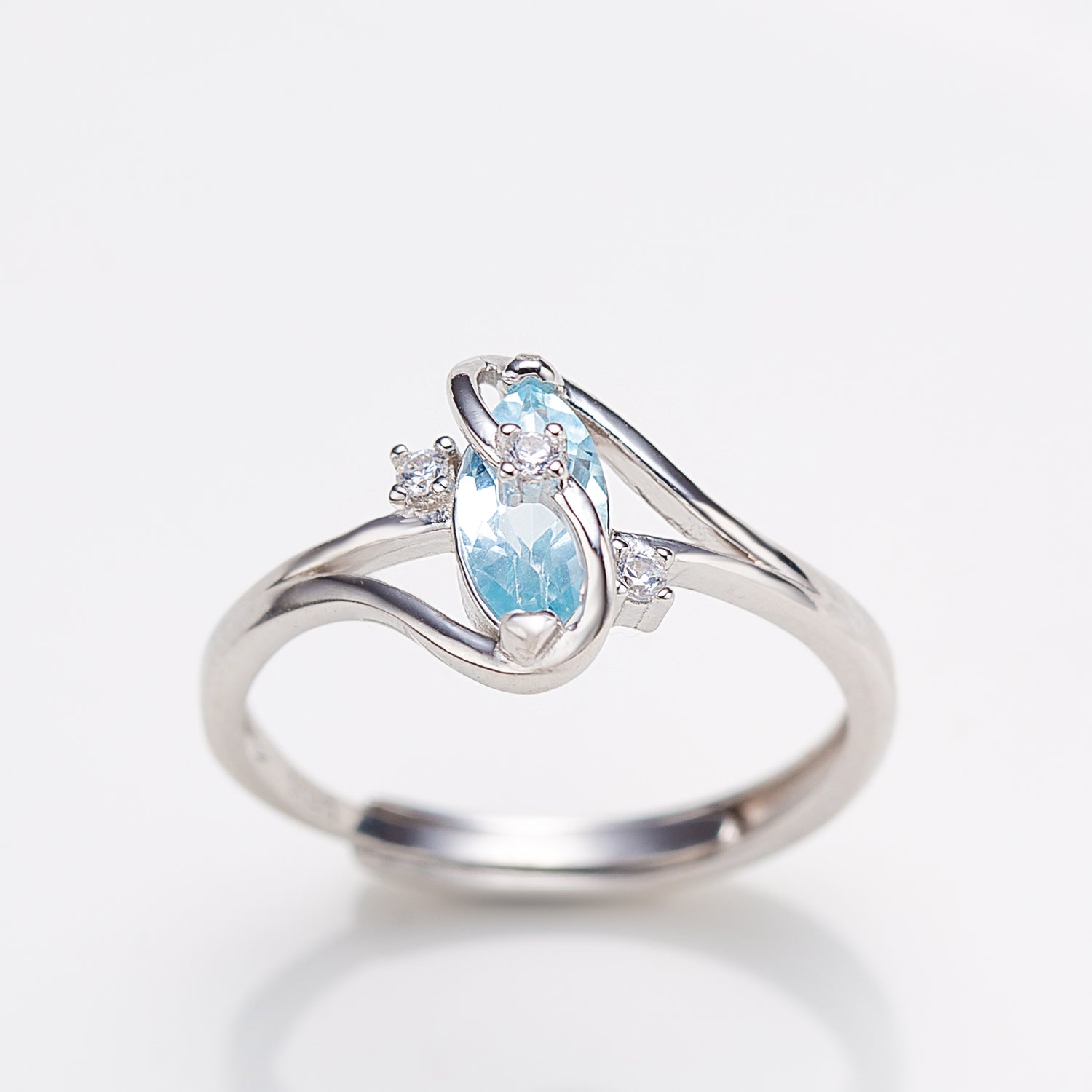 Natural Marquise Shape Sky Blue Topaz Ring