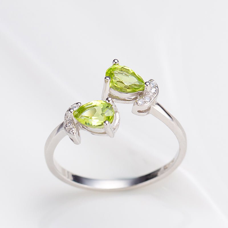 Natural Pear Shaped Peridot Tulip Ring
