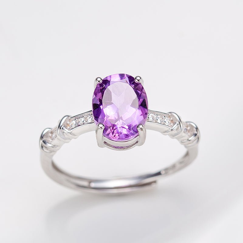 Natural Oval Cut Amethyst Ring