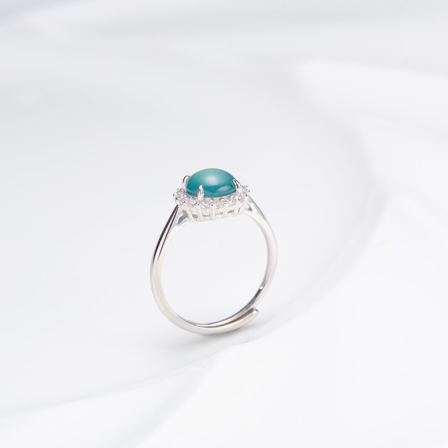 Natural Cabochon Round Shape Jadeite Jade Ring