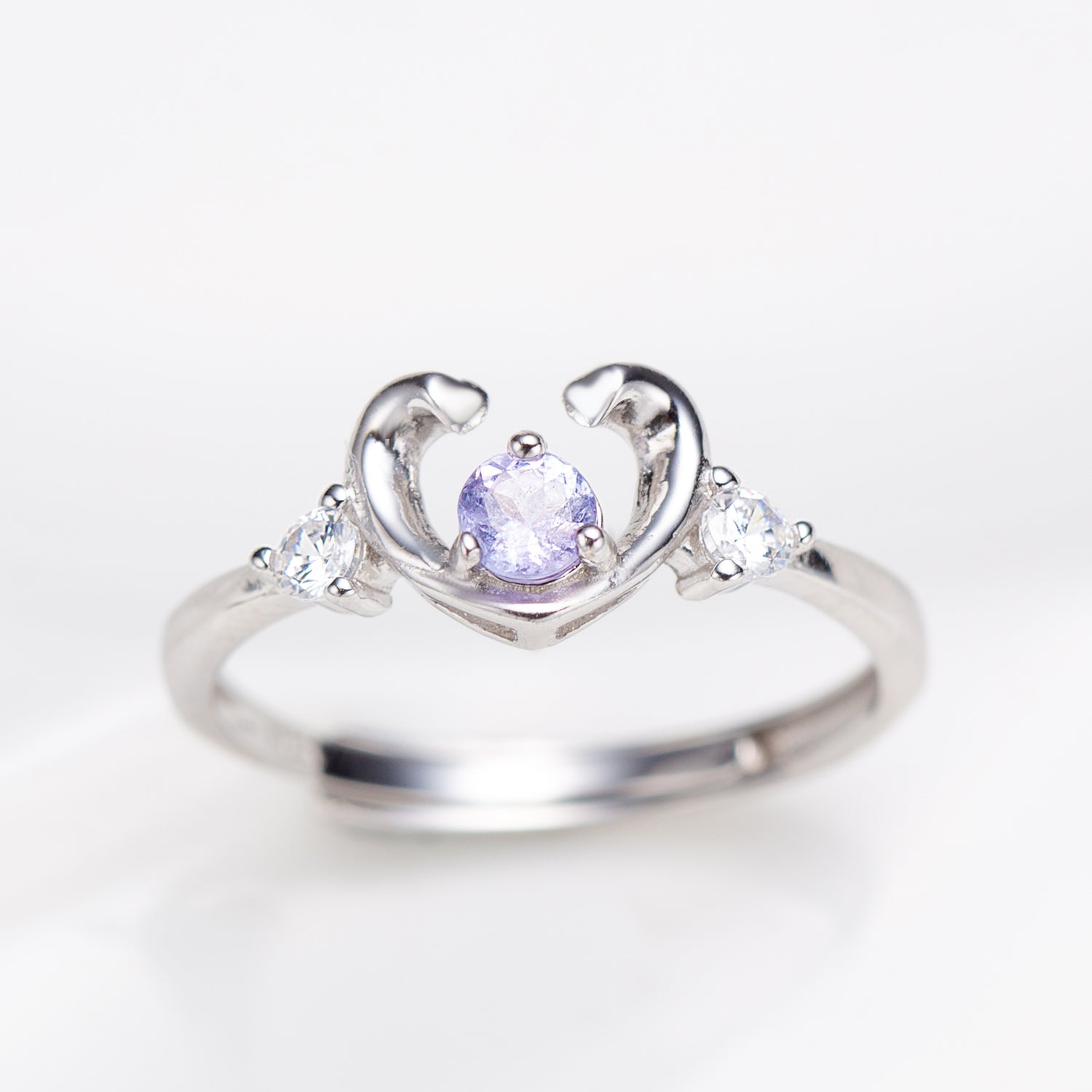 Natural Round Shape Tanzanite Heart Ring