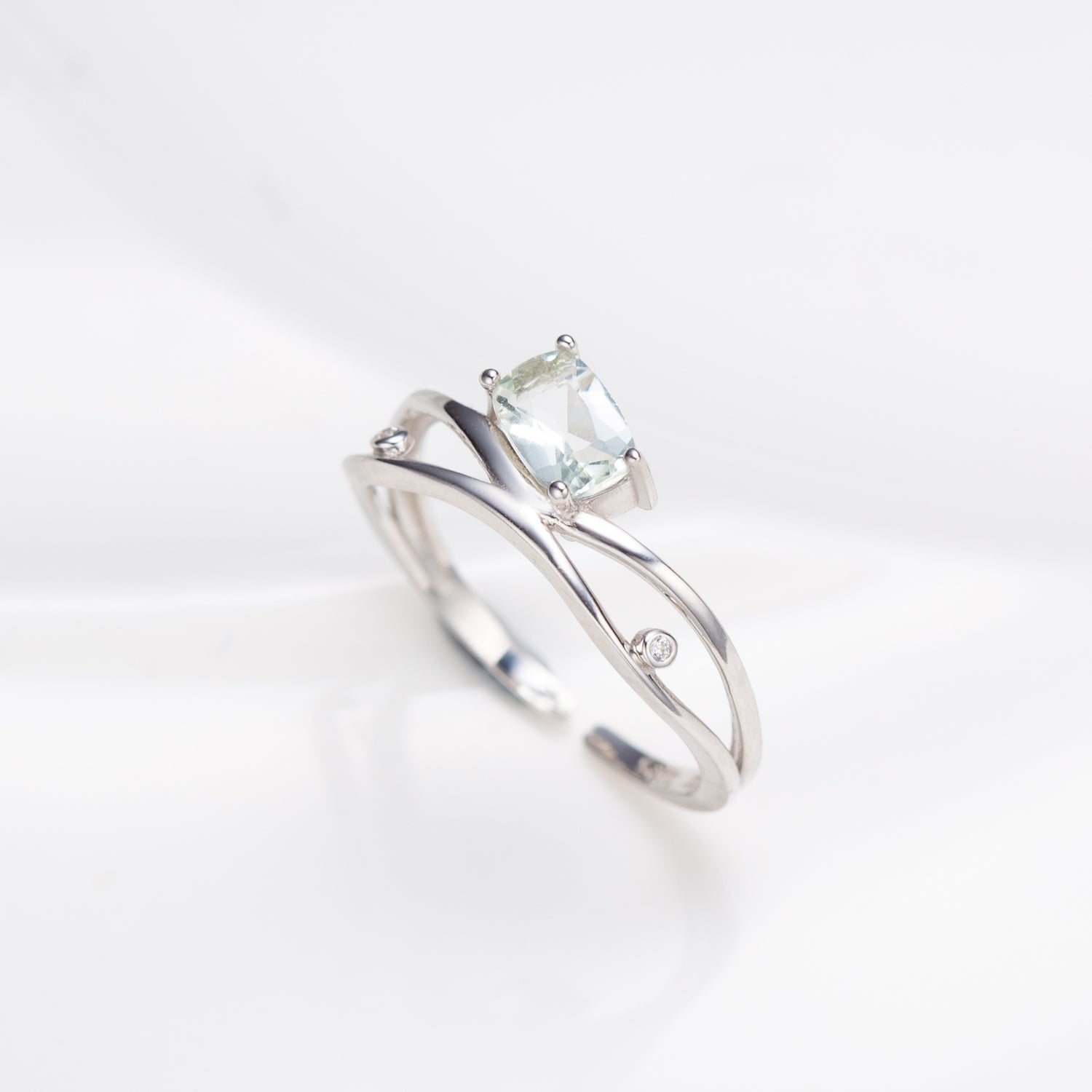 Natural Octagon Shape Green Quartz Ring