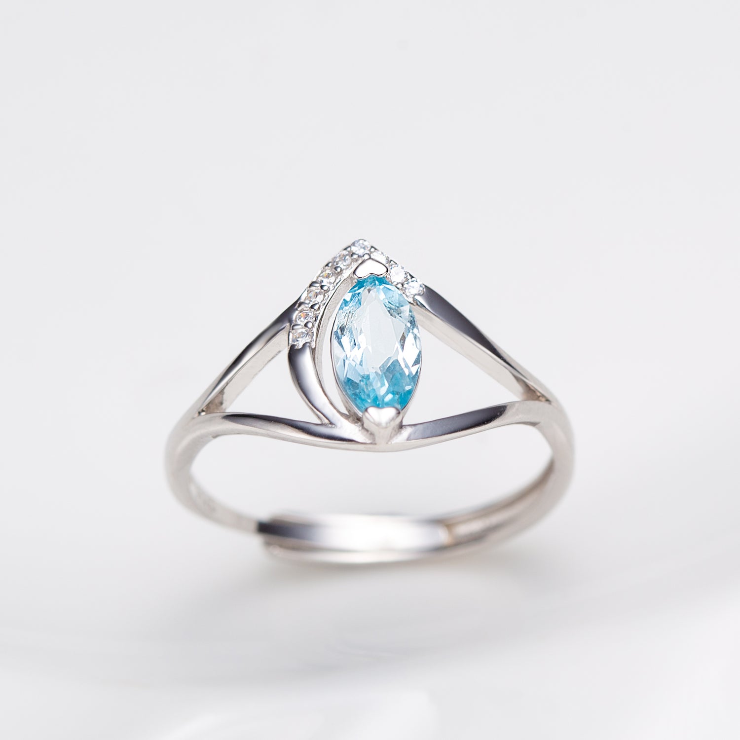 Natural Marquise Shape Sky Blue Topaz Ring