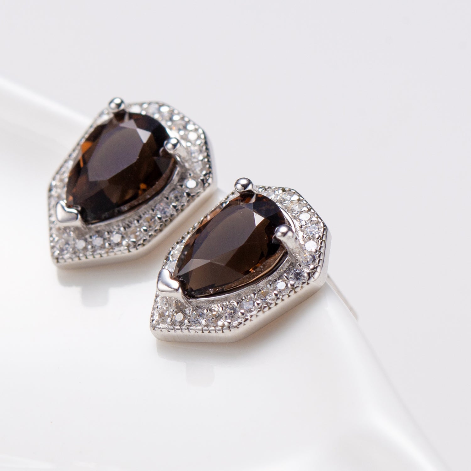 Natural Smoky Quartz Sterling Silver Stud Earrings
