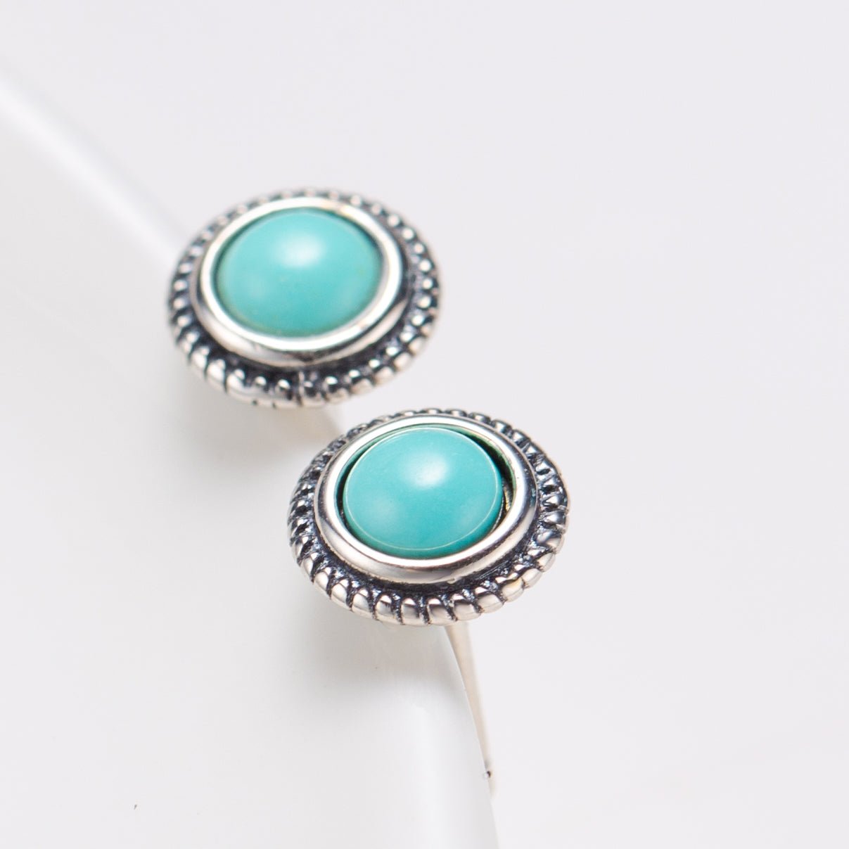 Natural Turquoise Vintage Sterling Silver Stud Earrings