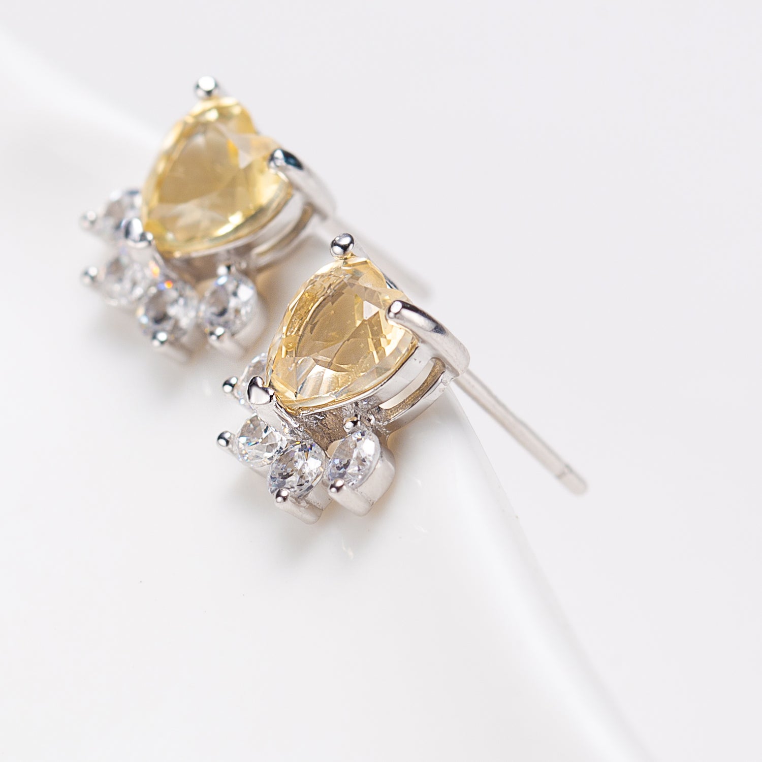 Natural Heart Shape Citrine Sterling Silver Stud Earrings
