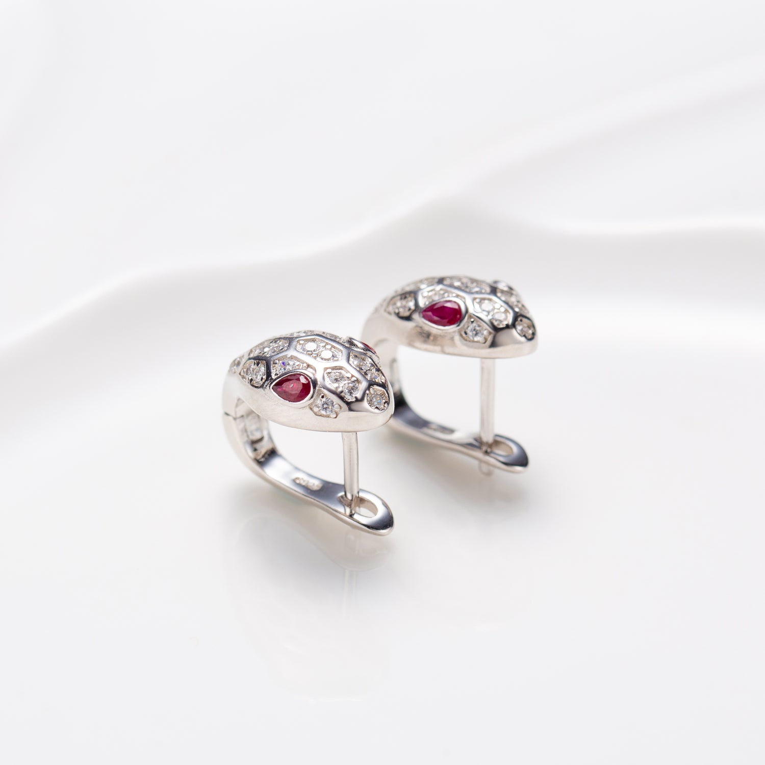 Natural Ruby Sterling Silver Huggie Earrings