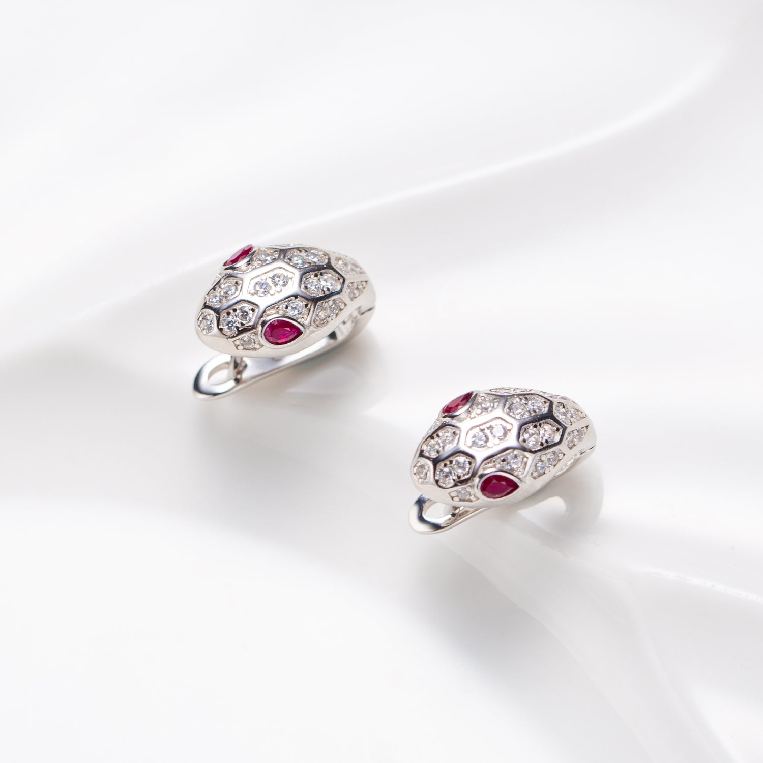 Natural Ruby Sterling Silver Huggie Earrings