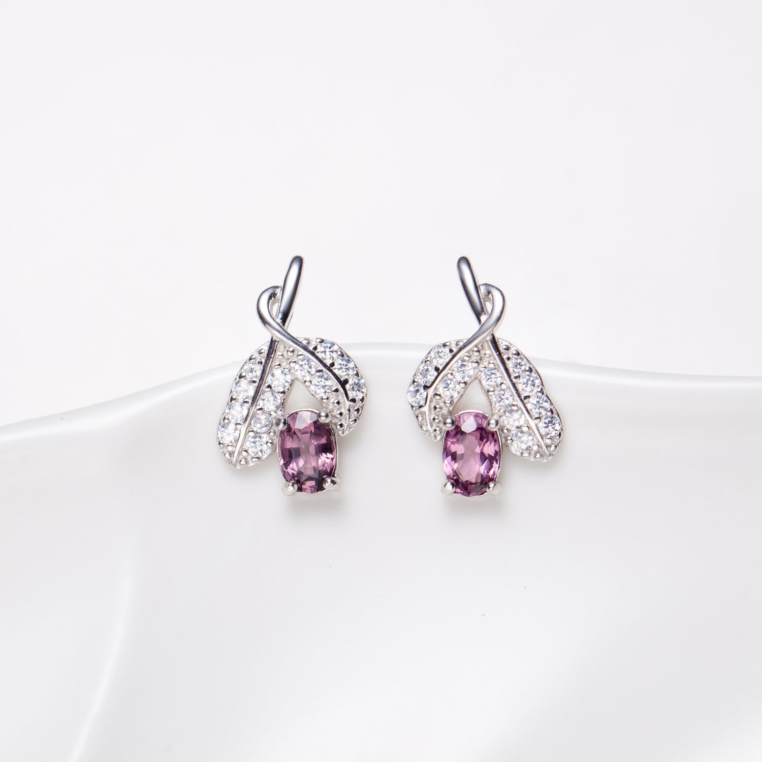 Natural Oval Spinel Sterling Silver Stud Earrings