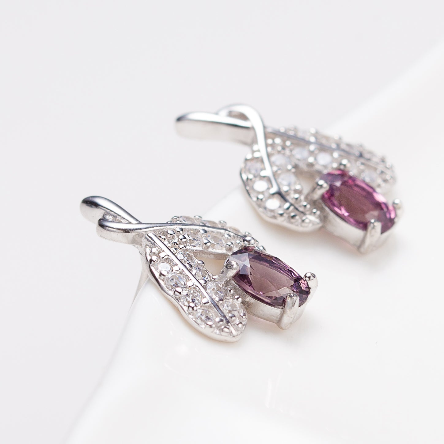 Natural Oval Spinel Sterling Silver Stud Earrings