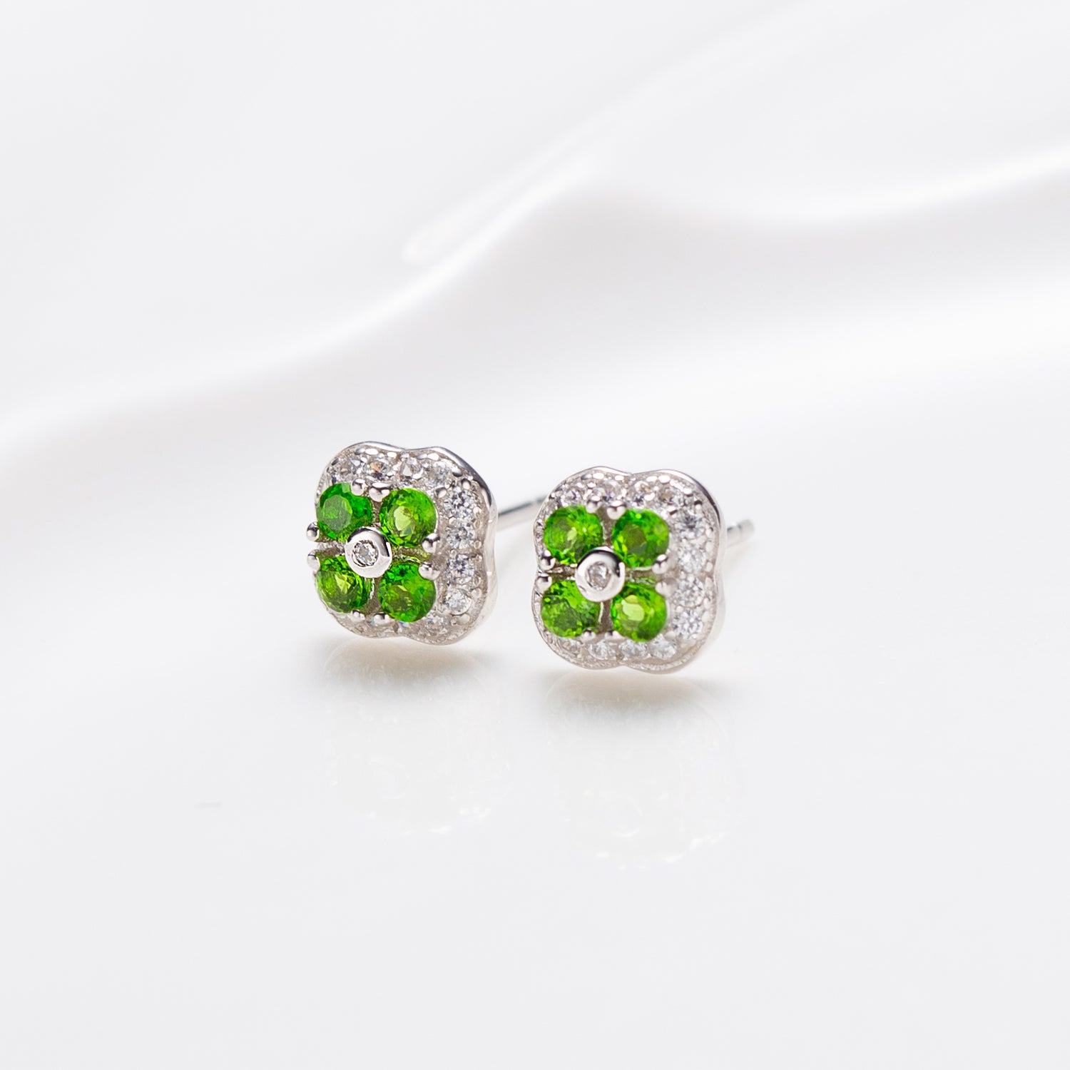 Natural Chrome Diopside Sterling Silver Stud Earrings
