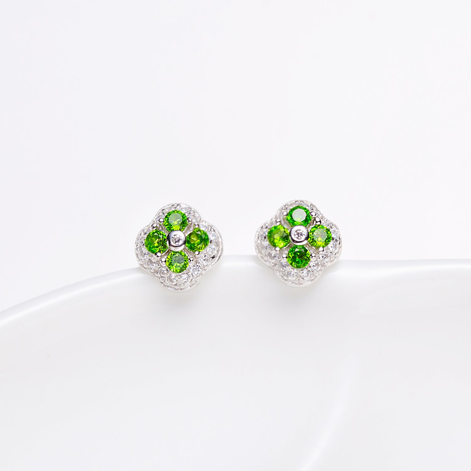 Natural Chrome Diopside Sterling Silver Stud Earrings
