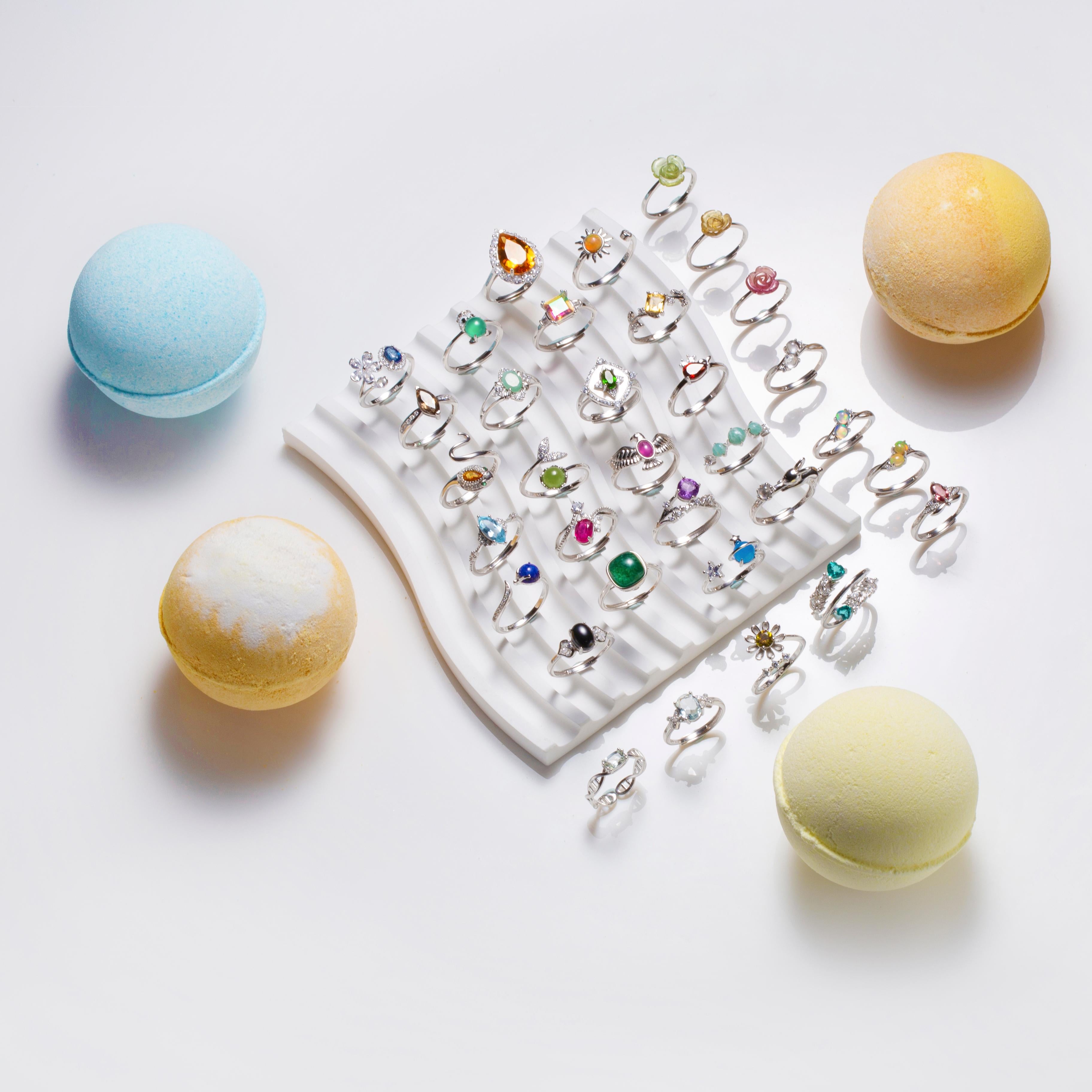 Bath Bombs with Natural Gemstone Rings